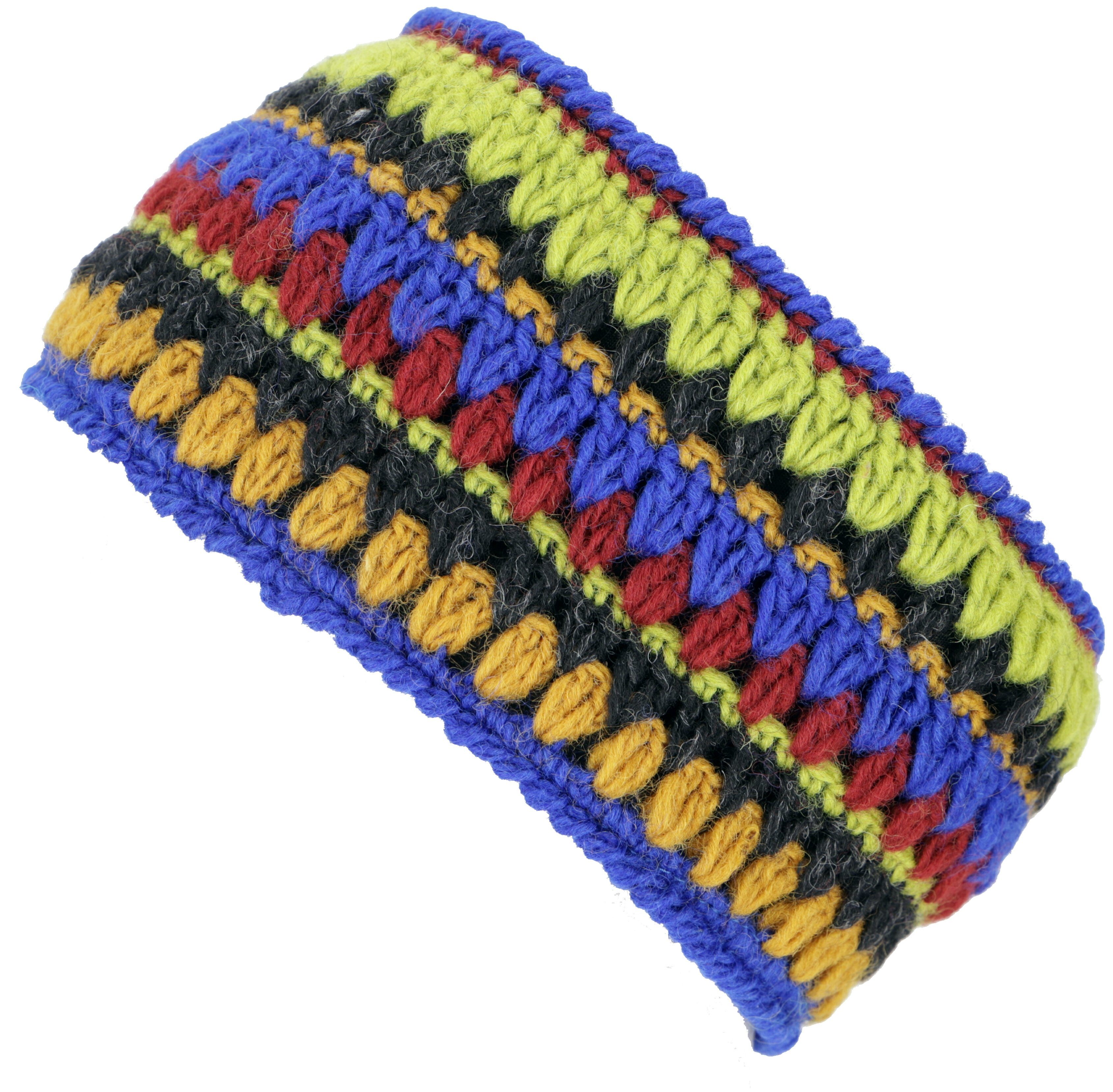Guru-Shop Stirnband Buntes Häkel-Stirnband aus Schurwolle -..