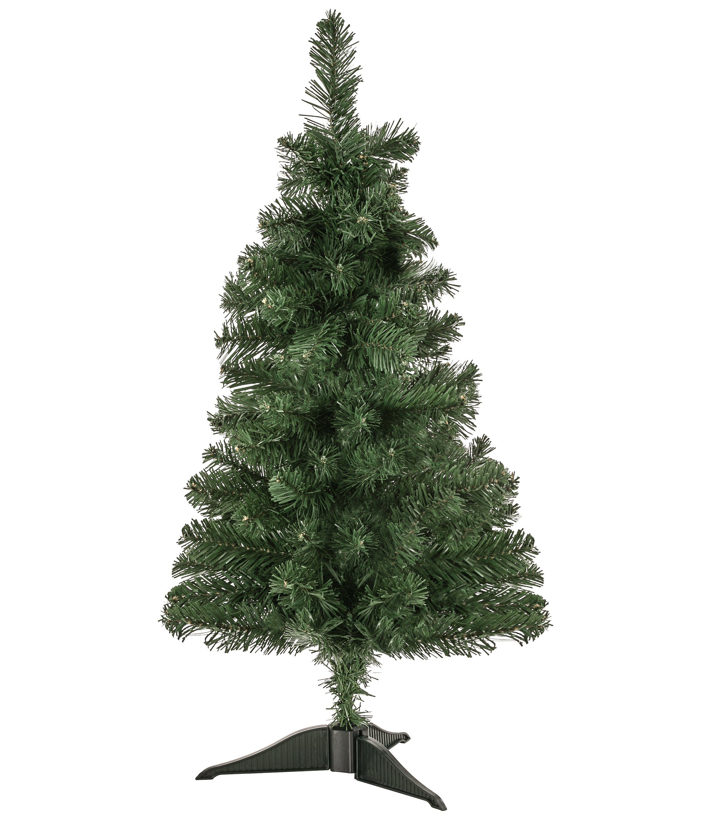 Dehner Künstlicher Weihnachtsbaum Tanne Aron mit Ständer, Höhe 90 cm, Ø 45.7 cm, Kompakt, robust, pflegeleicht, für kleine Räume