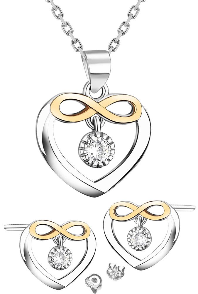 Limana Schmuckset Damen 925 Silber gold Set Herz Kette mit Ohrringe Ohrstec günstig online kaufen
