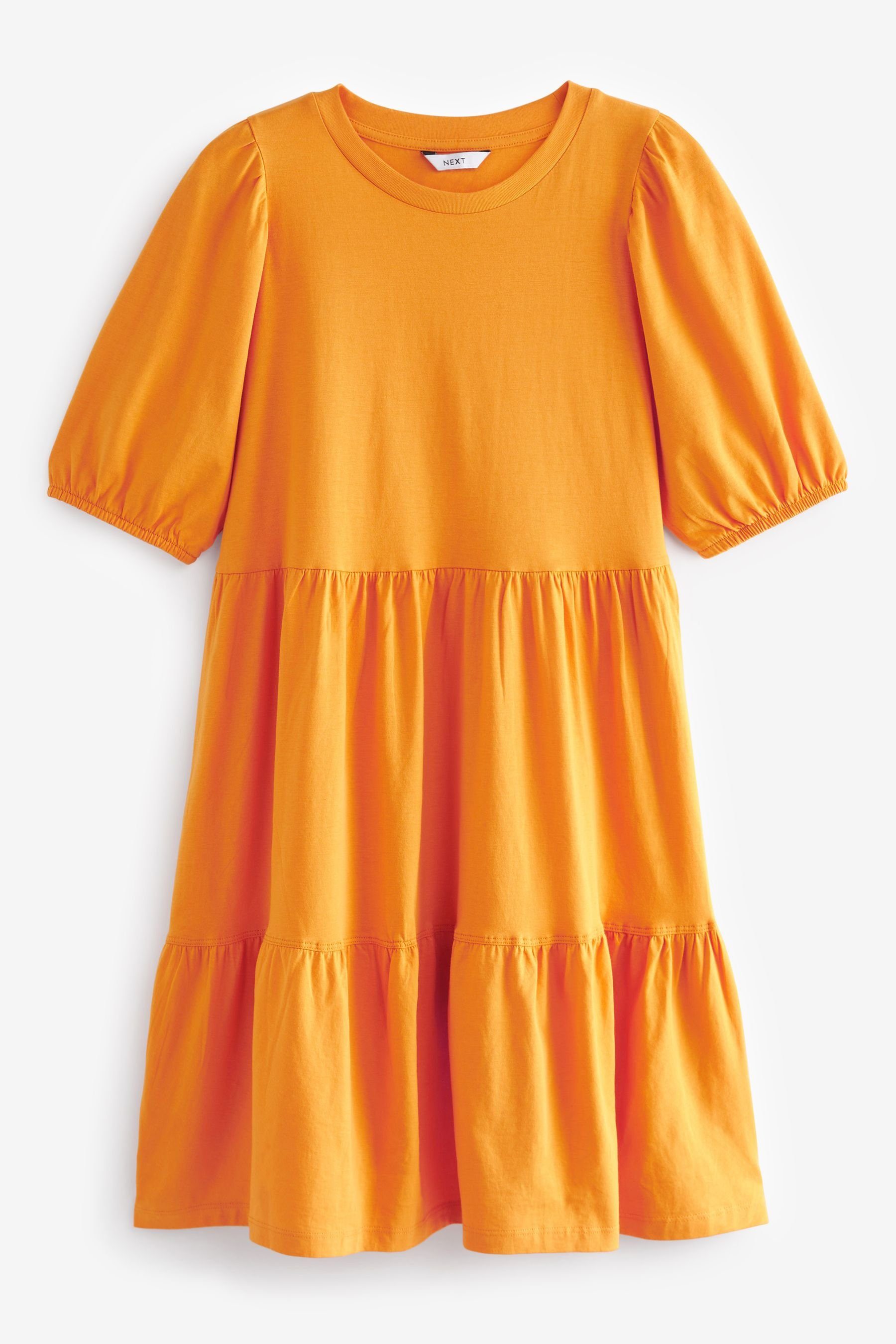 Next Minikleid Gestuftes Minikleid mit kurzen Ärmeln (1-tlg) Orange | Kleider
