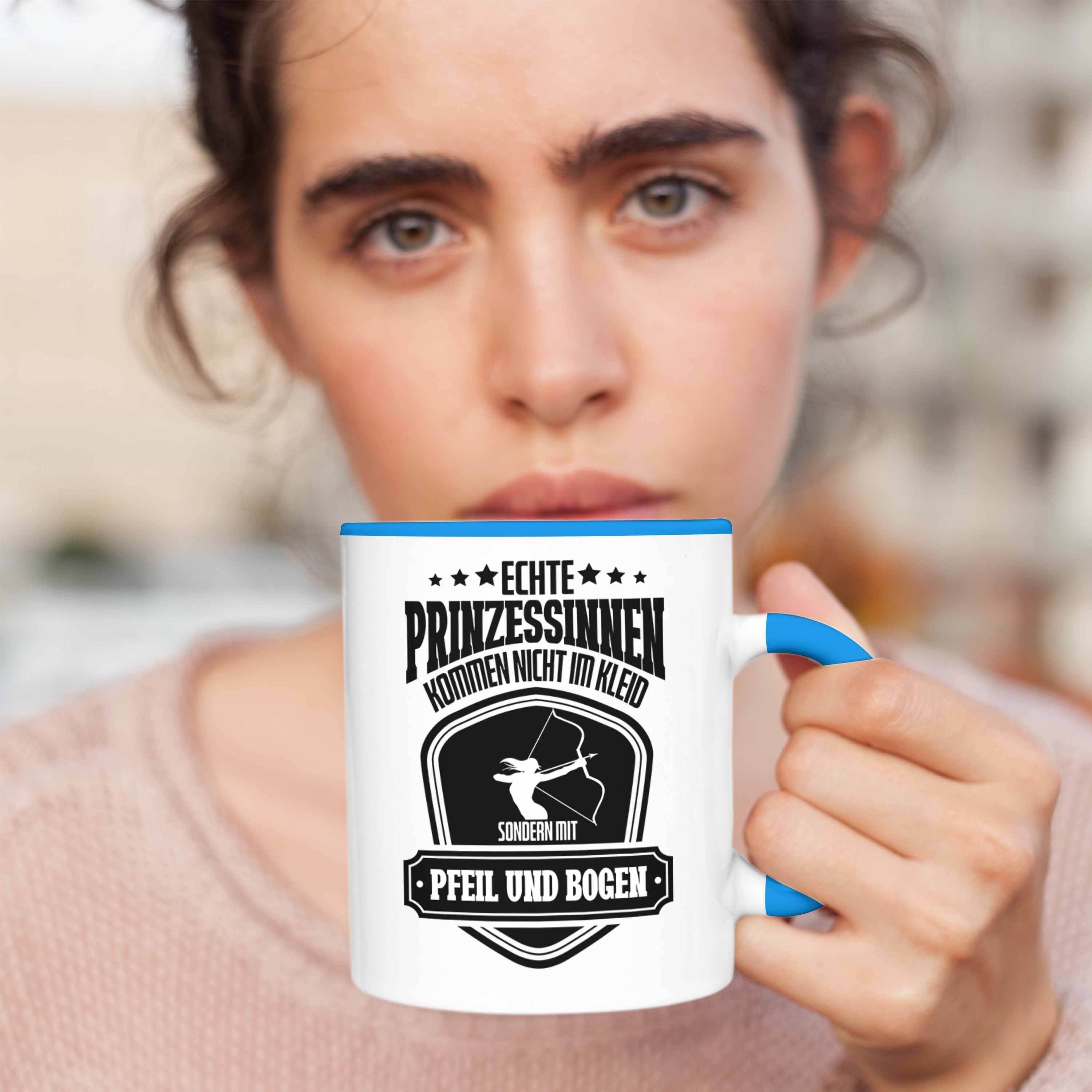 Tasse mit Trendation Tasse P Geschenk Bogenschützin Frauen Bogenschießen Lustige Blau Spruch