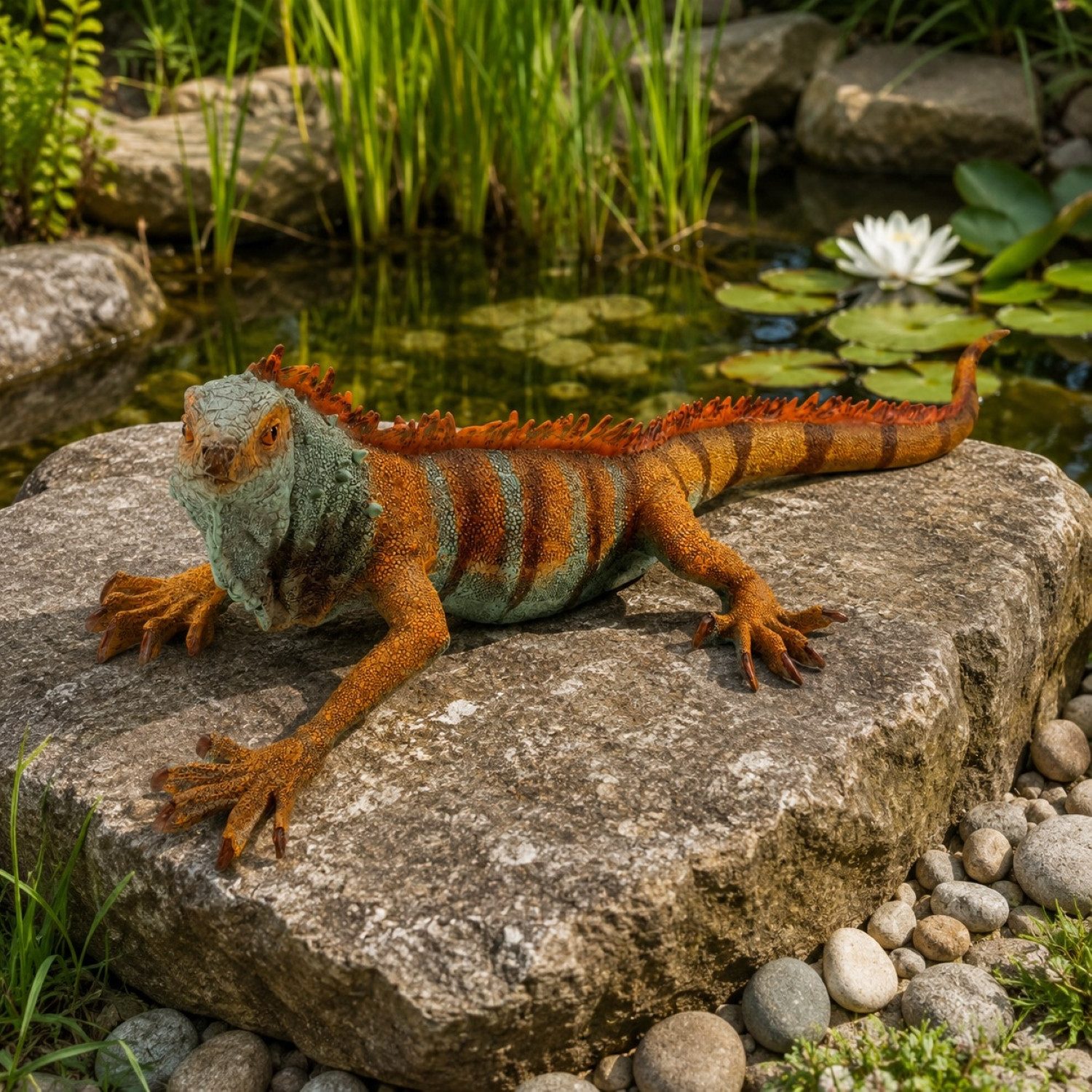 Online-Fuchs Gartenfigur EIDECHSE, ähnlich Bartagame für außen - Deko Figuren - 50 cm groß, (natürliche Farbgebung, 9522), aufwendig gestaltet, strukturierter Oberfläche, realistische Details