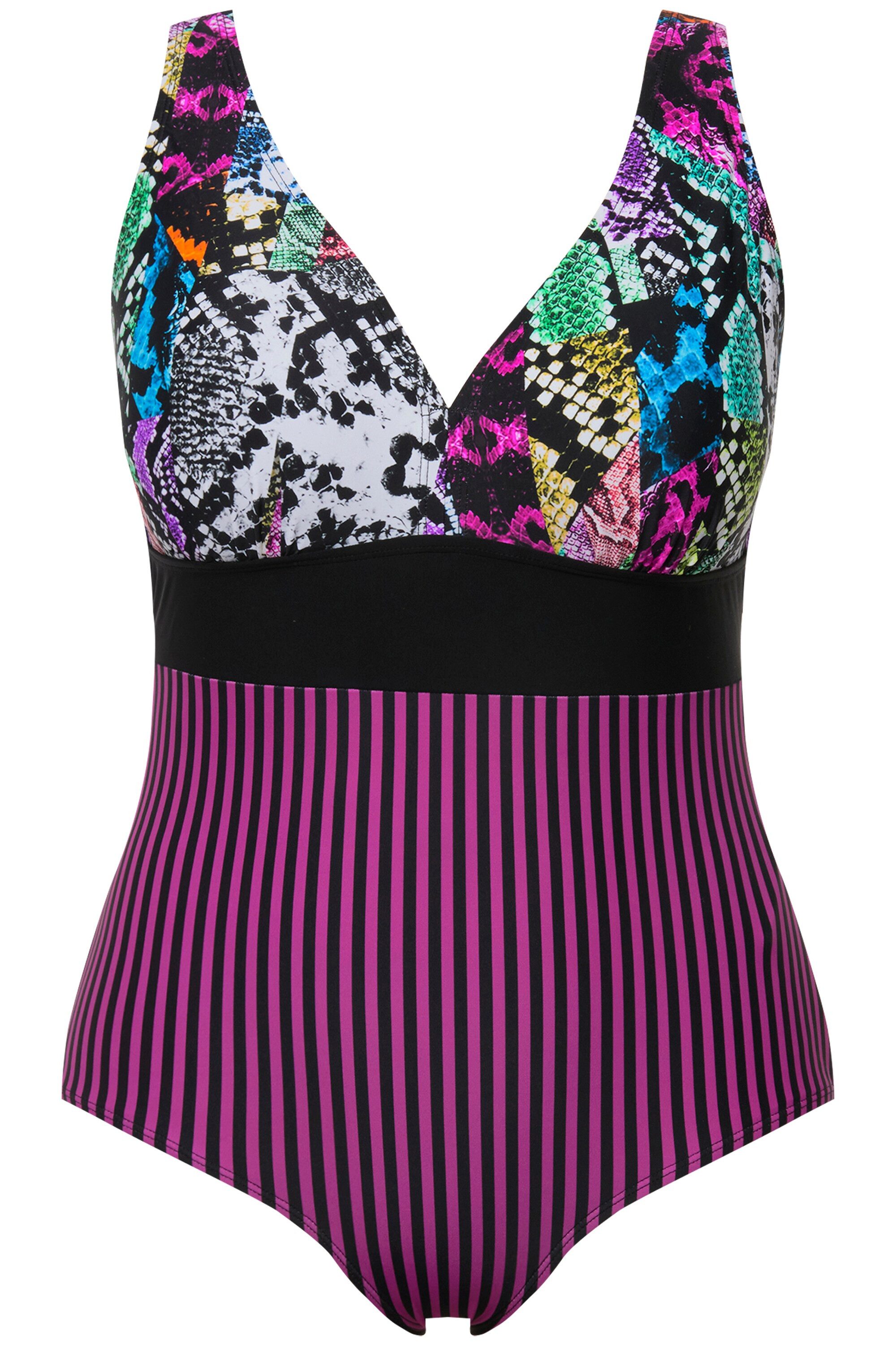 Ulla Popken Badeanzug Badeanzug Mustermix Softcups günstig online kaufen