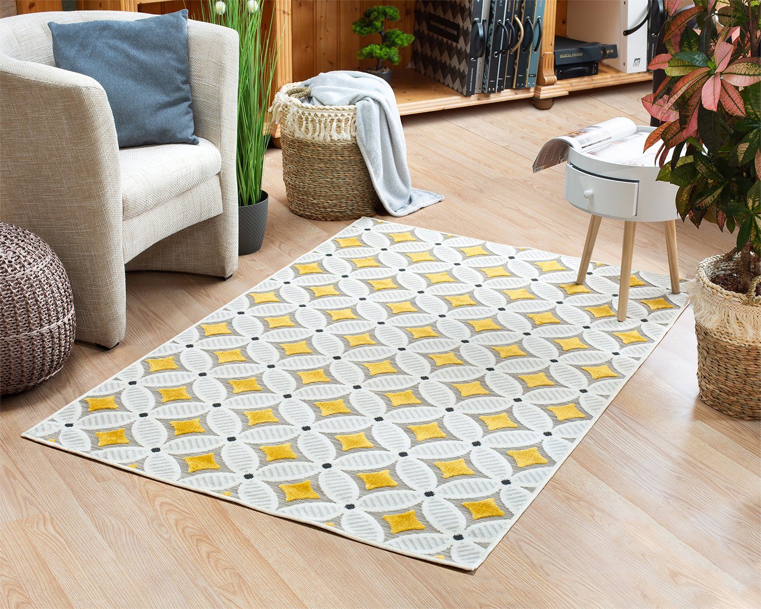Teppich In- und Outdoor-Teppich Gridstone Clay für Innen und Außen, DomDeco Gelb