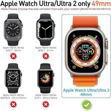 SmartUP Smartwatch-Hülle 2X Hülle für Apple Watch Ultra 2 / Ultra 49mm Case Display Schutzhülle, Schutzhülle mit integriertem gehärtetem Glas