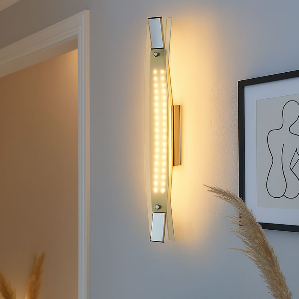 Esto LED Wandleuchte, LED-Leuchtmittel fest verbaut, Warmweiß, 4,8 Watt LED Wandlampe Leuchte Beleuchtung Chrom Acryl