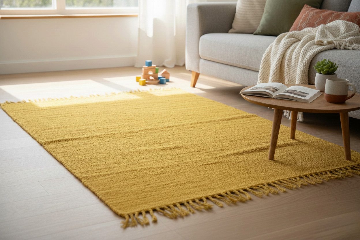 Elegant Floors Teppich Elegant Floors® Chindi Teppich GELB 60x90 cm handgewebt aus Baumwolle, Höhe: 9 mm