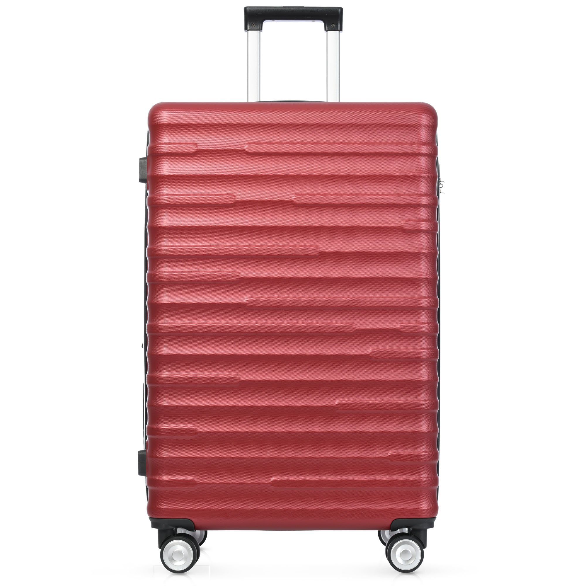 Merax Hartschalen-Trolley aus ABS mit TSA-Zahlenschloss und 4 Doppelrollen, Reisekoffer, Check-in Gepäck, Hartschalenkoffer, M Rot