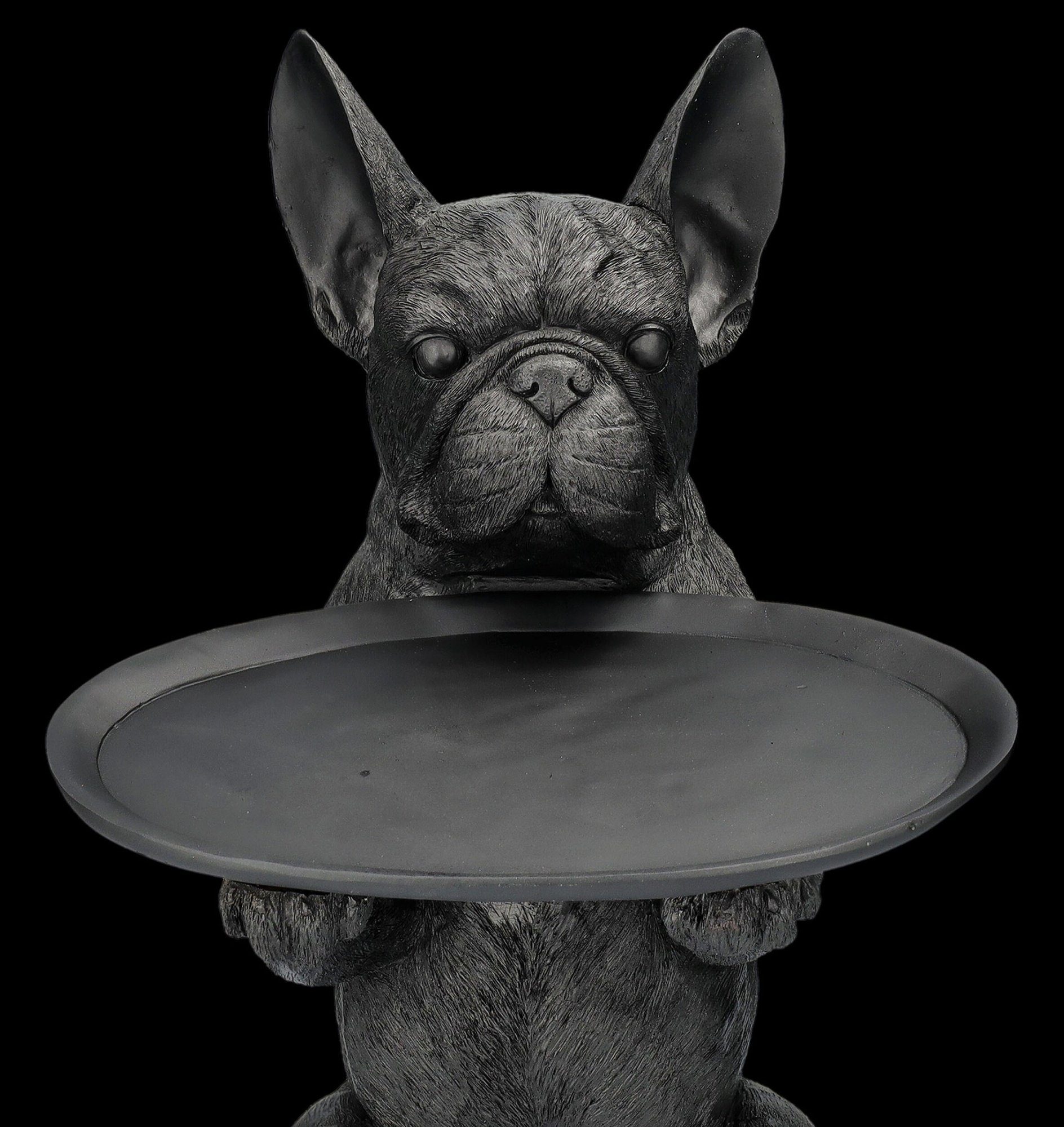 Figuren Shop GmbH als Butler - Dekofigur Figur Hundefigur schwarz Bulldoggen Tierfigur Dekoration