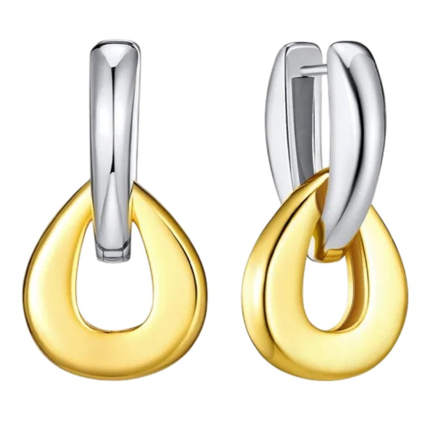 KARMA Paar Ohrhänger Ohrringe Bicolor Silber Gold 3 cm vergoldet (Geschenk für SIe, 2-tlg., Damenschmuck Ohrschmuck Damen), Damenohrringe Ohrschmuck
