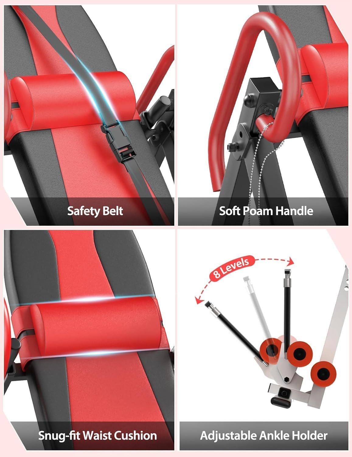 YOLEO Rückentrainer Rückentrainer Inversionstisch mit dreifacher Sicherheitssperre