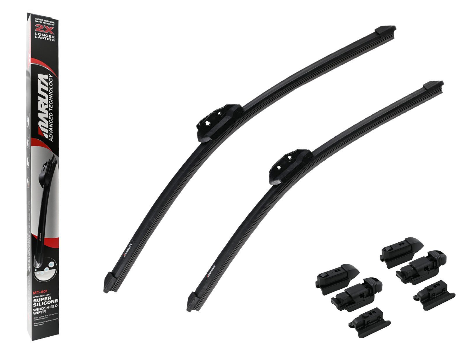 MARUTA Scheibenwischblätter FLAT WIPER SILICONE - Cross Platform, Frontscheibe, (Lotus Perl-Effekt Scheibenwischer SET 525mm / 475mm, universal, vorne, 525 mm - 475 mm), Lotus Perl-Effekt Scheibenwischer SET 525mm / 475mm, universal, vorne