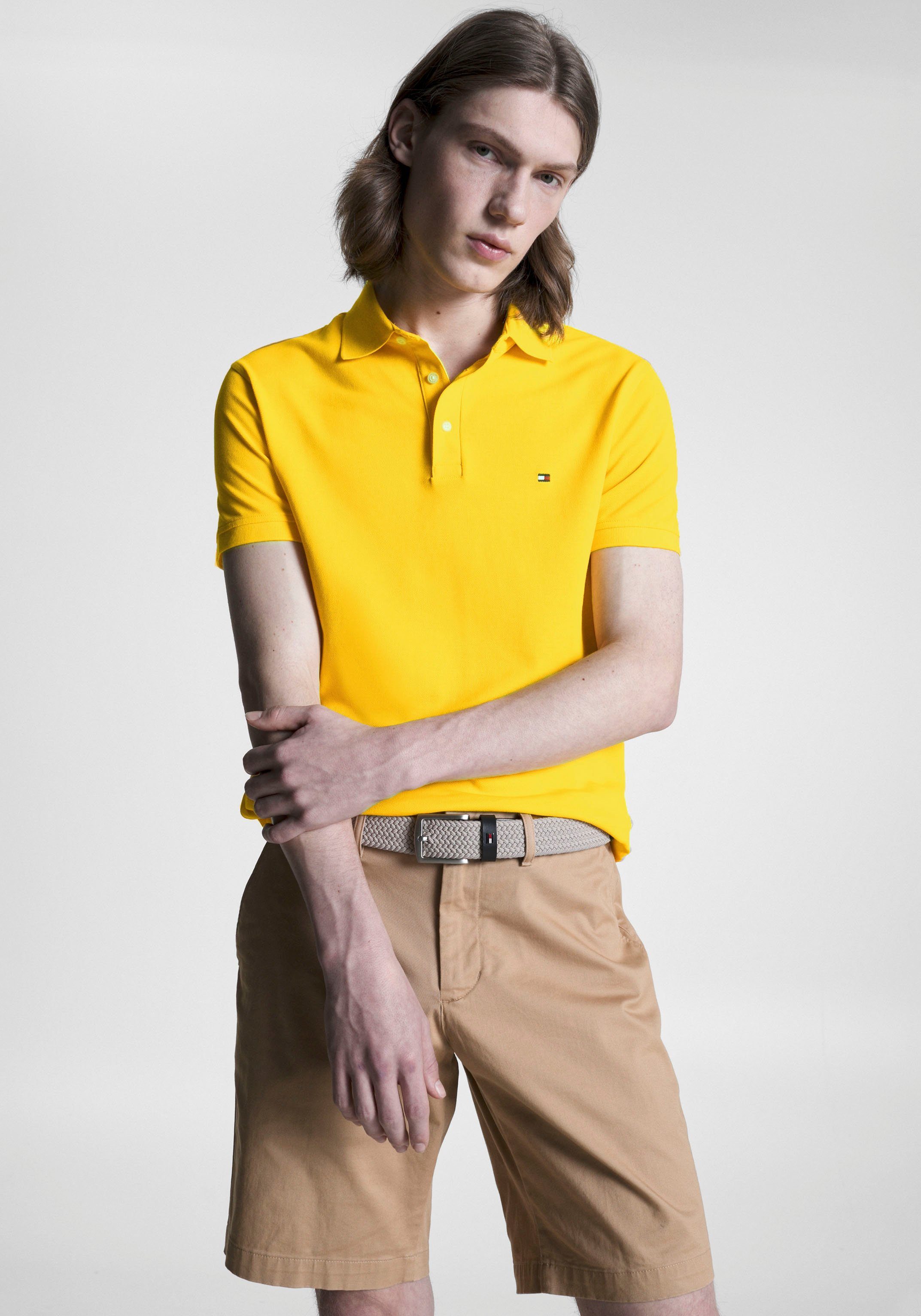 Tommy Hilfiger Poloshirt 1985 SLIM POLO mit Logostickerei Vivid Yellow