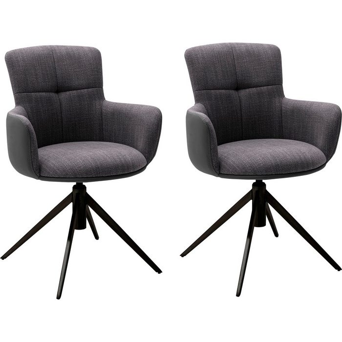 MCA furniture Esszimmerstuhl Mecana (Set 2 St) 2er Set Materialmix Stuhl 360° drehbar mit Nivellierung bis 120 kg