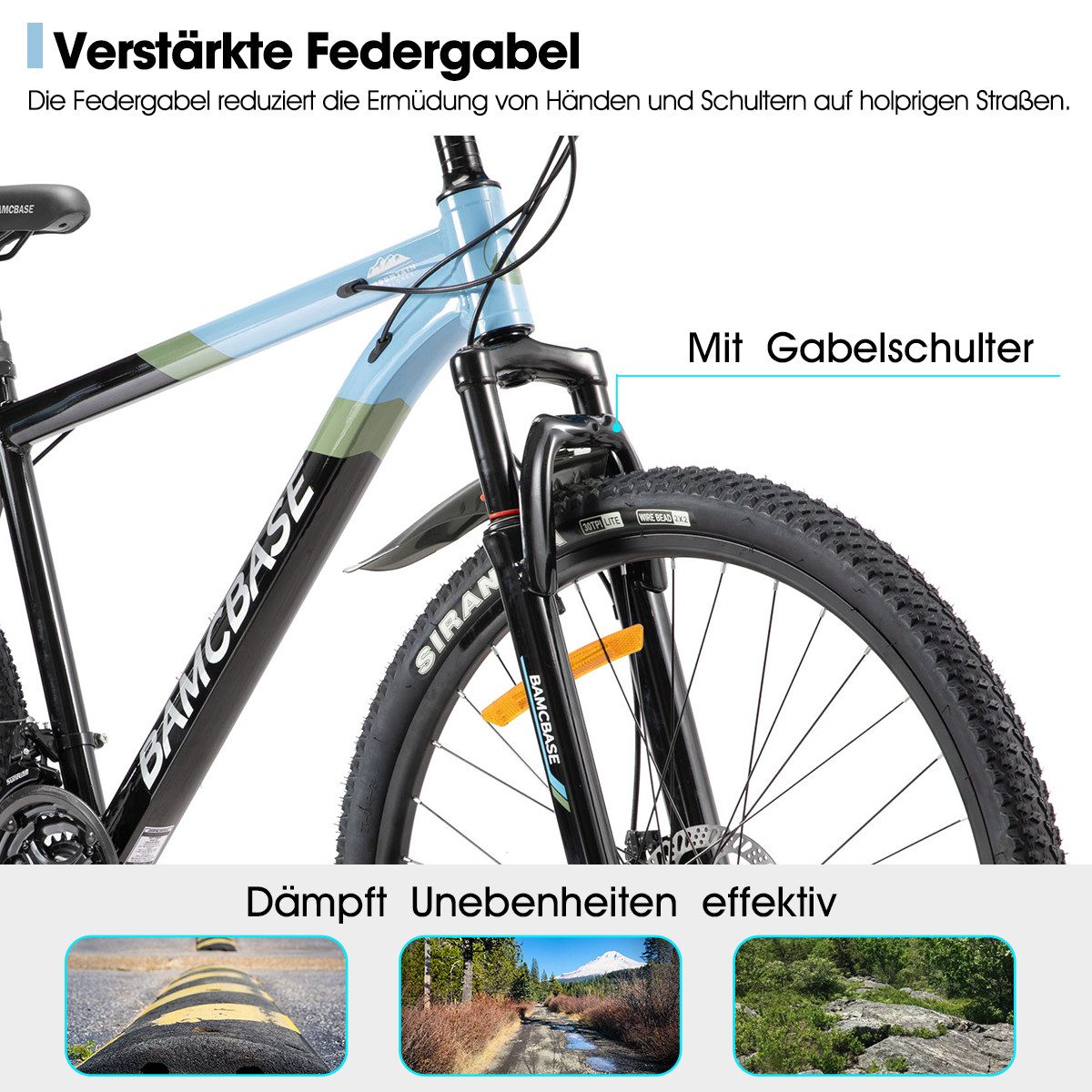 HILAND Mountainbike 26/27,5 Zoll Alu-Mountainbike 21-Gang, Scheibenbremsen & Komfortsattel