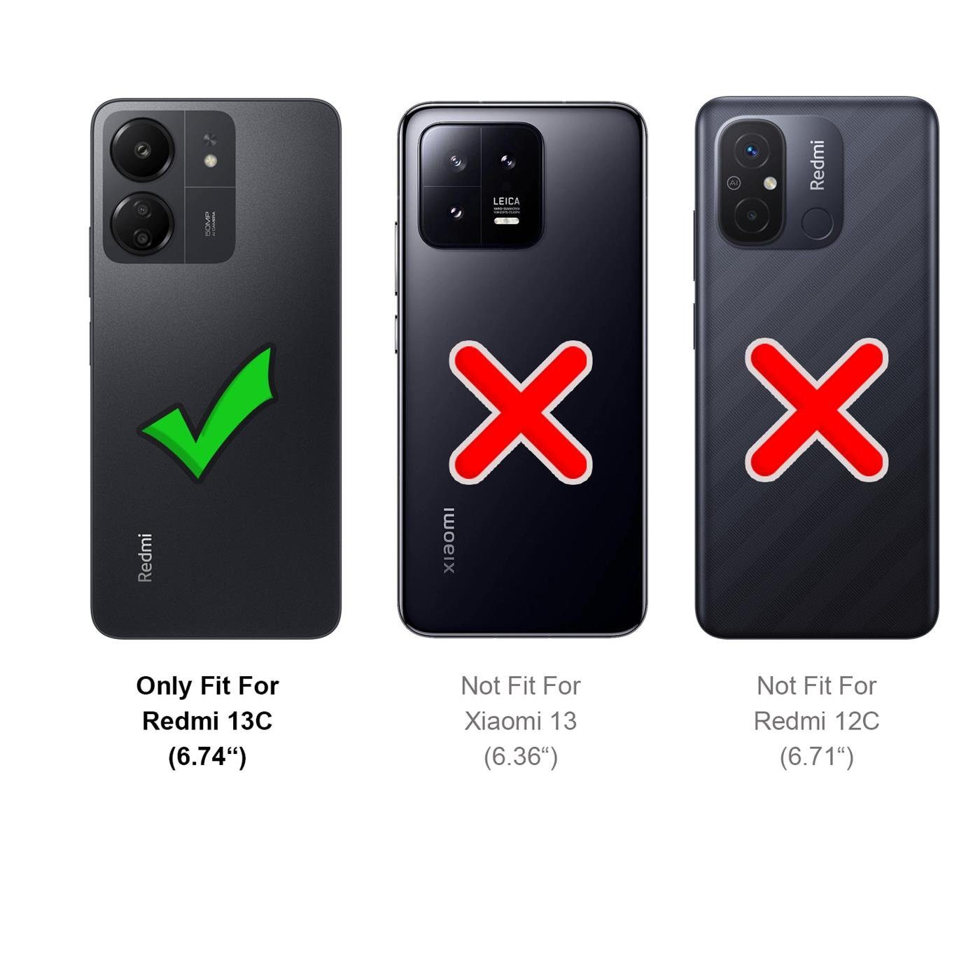 CoolGadget Handyhülle Black Series Handy Hülle für Xiaomi Redmi 13C 6,74 Zoll, Edle Silikon Schlicht Robust Schutzhülle für Redmi 13C Hülle
