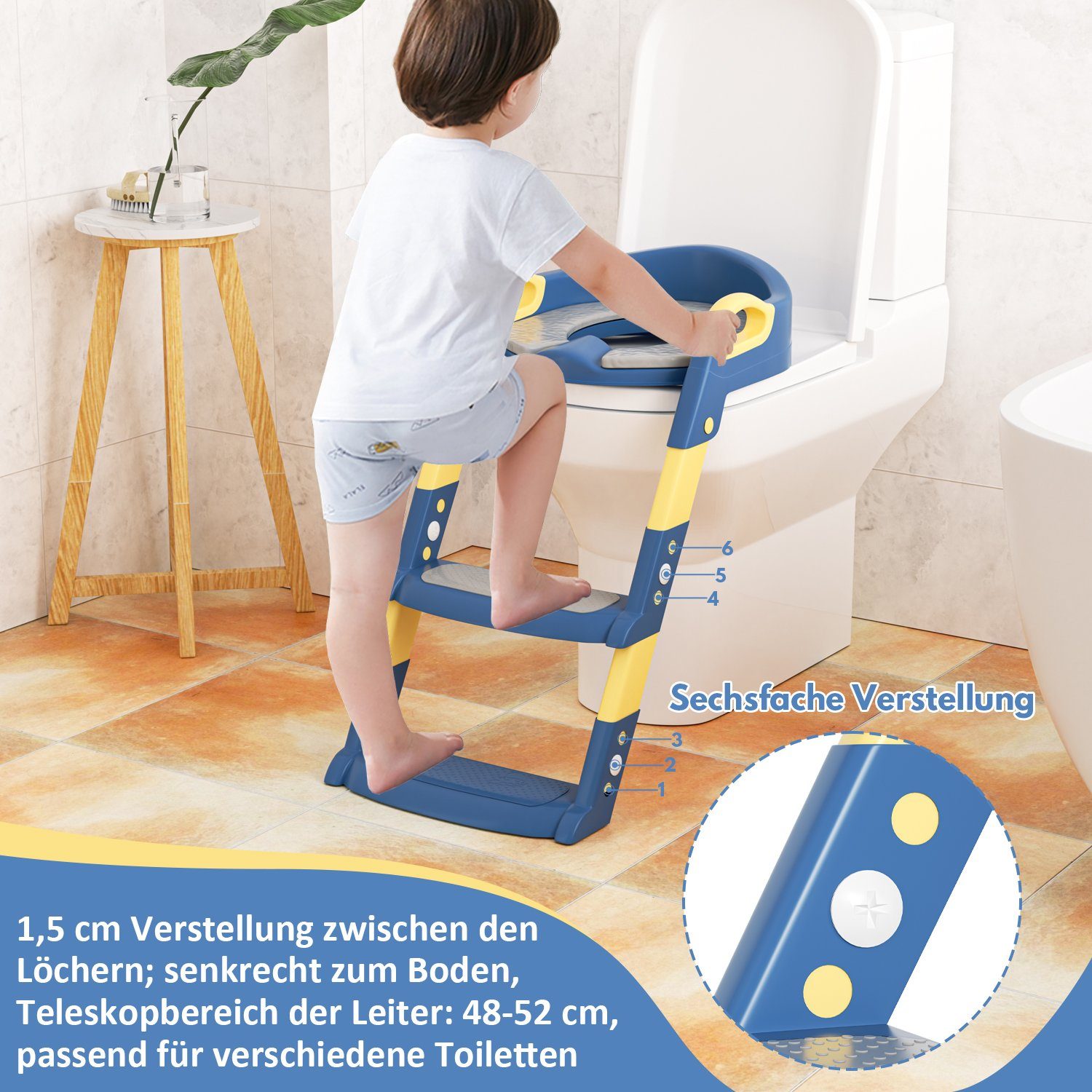 Lospitch Toilettentrainer Töpfchentrainer WC Sitz Baby Treppe Töpfchen  Toilettensitz Kinder, Faltbar