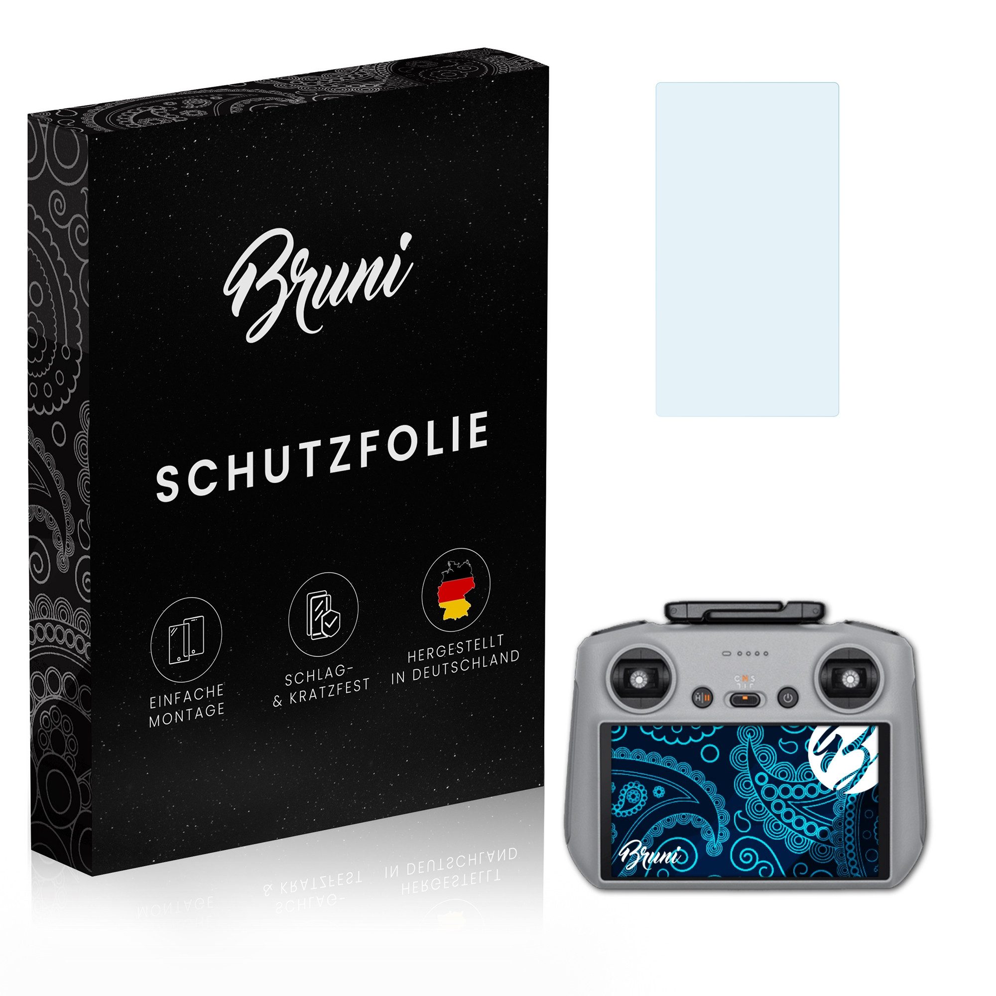 Bruni Schutzfolie Glasklare Displayschutzfolie für DJI RC 2, (2 Folien), praktisch unsichtbar