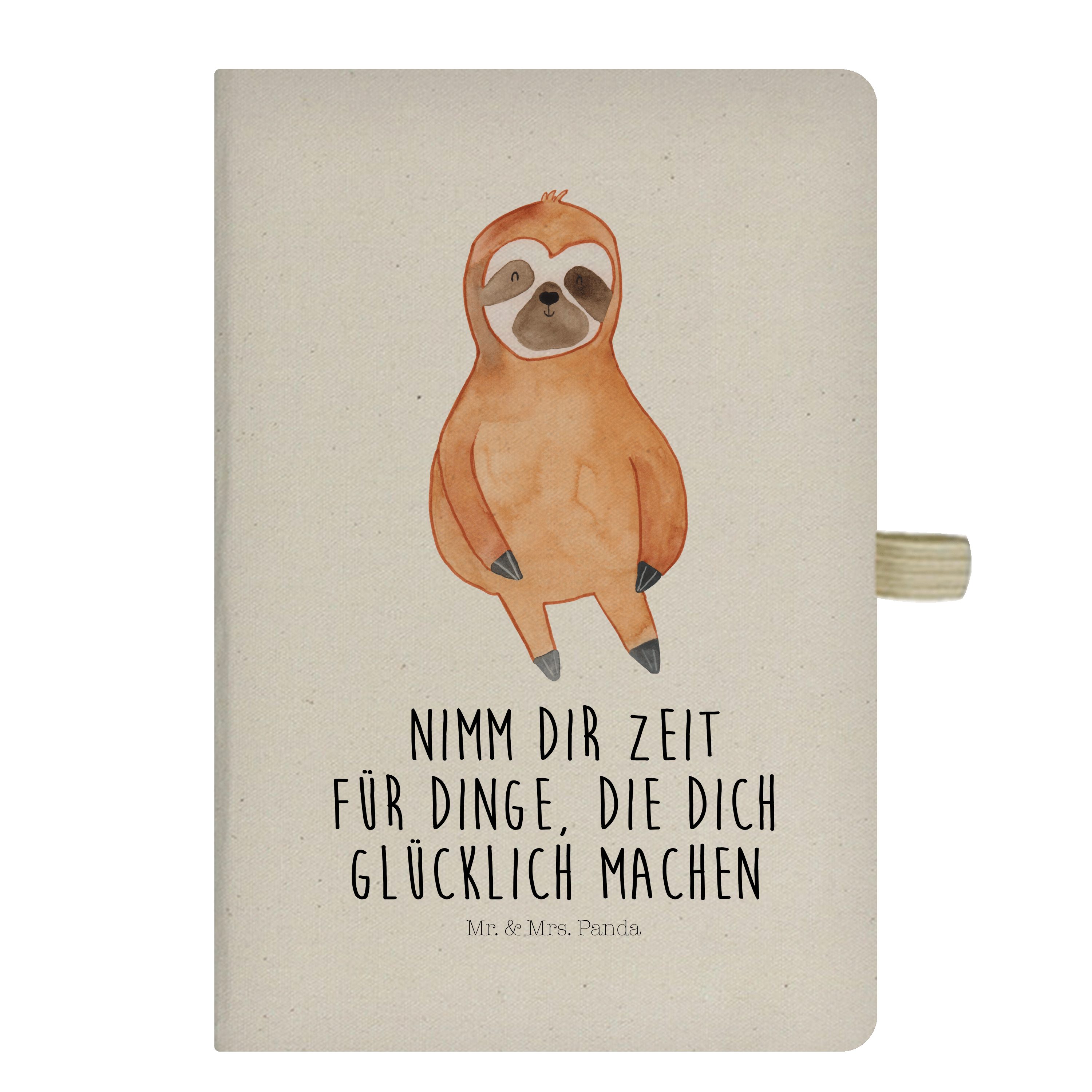 Mr. & Mrs. Panda Notizbuch Faultier Zufrieden - Transparent - Geschenk, Schreibheft, Notizblock, Mr. & Mrs. Panda