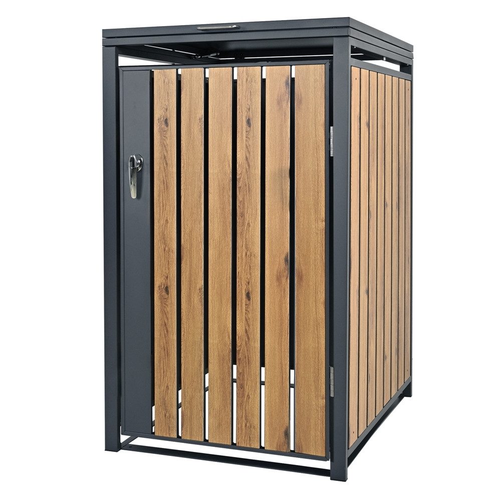 ML-DESIGN Mülltonnenbox Müllbox aus Stahl wetterfeste Mülltonnen Verkleidung Mülltonnengarage, Mülltonnencontainer mit Klappdeckel/Tür für 1 Tonne 120 oder 240 Liter