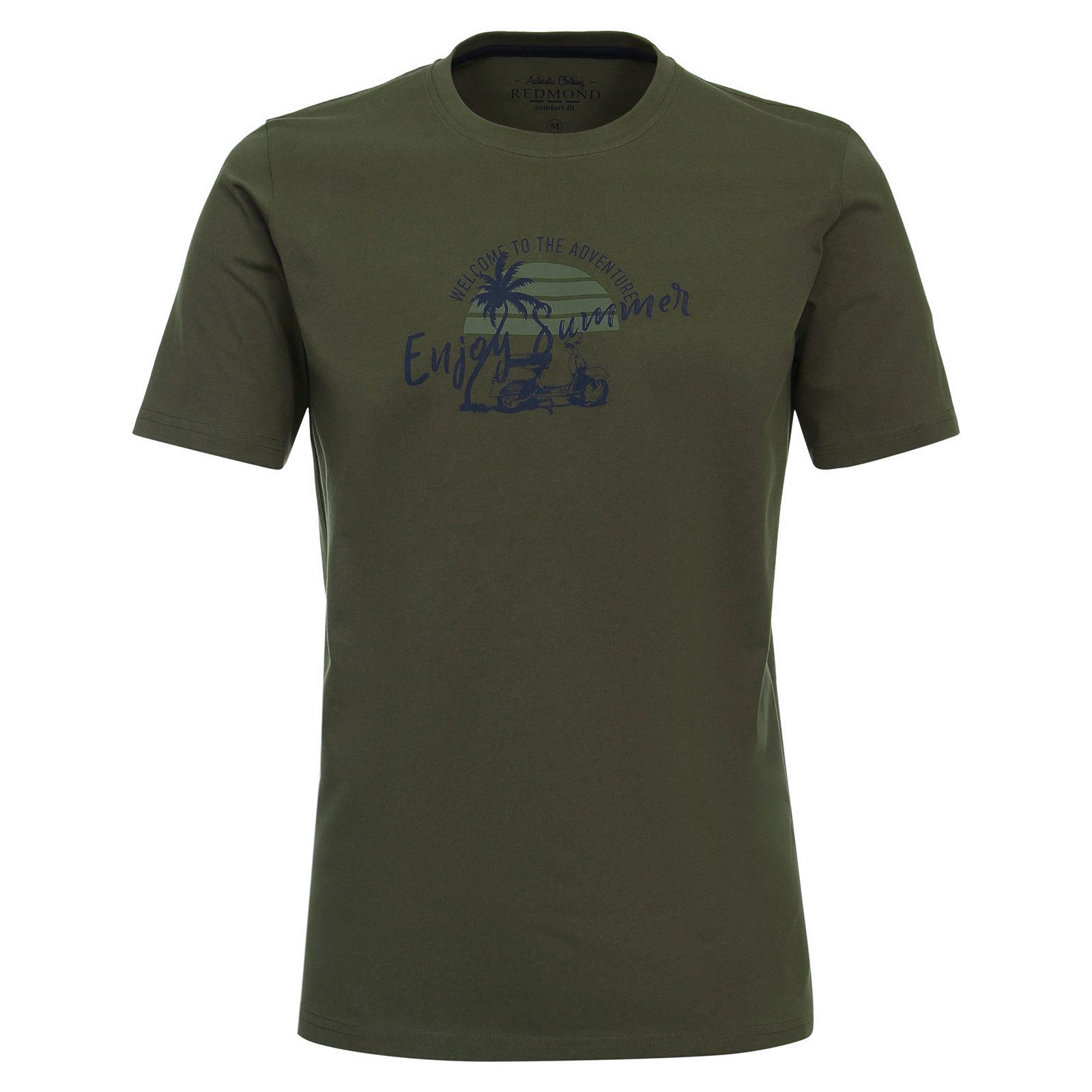 Redmond Rundhalsshirt Redmond T-Shirt XXL oliv sommerlicher Print