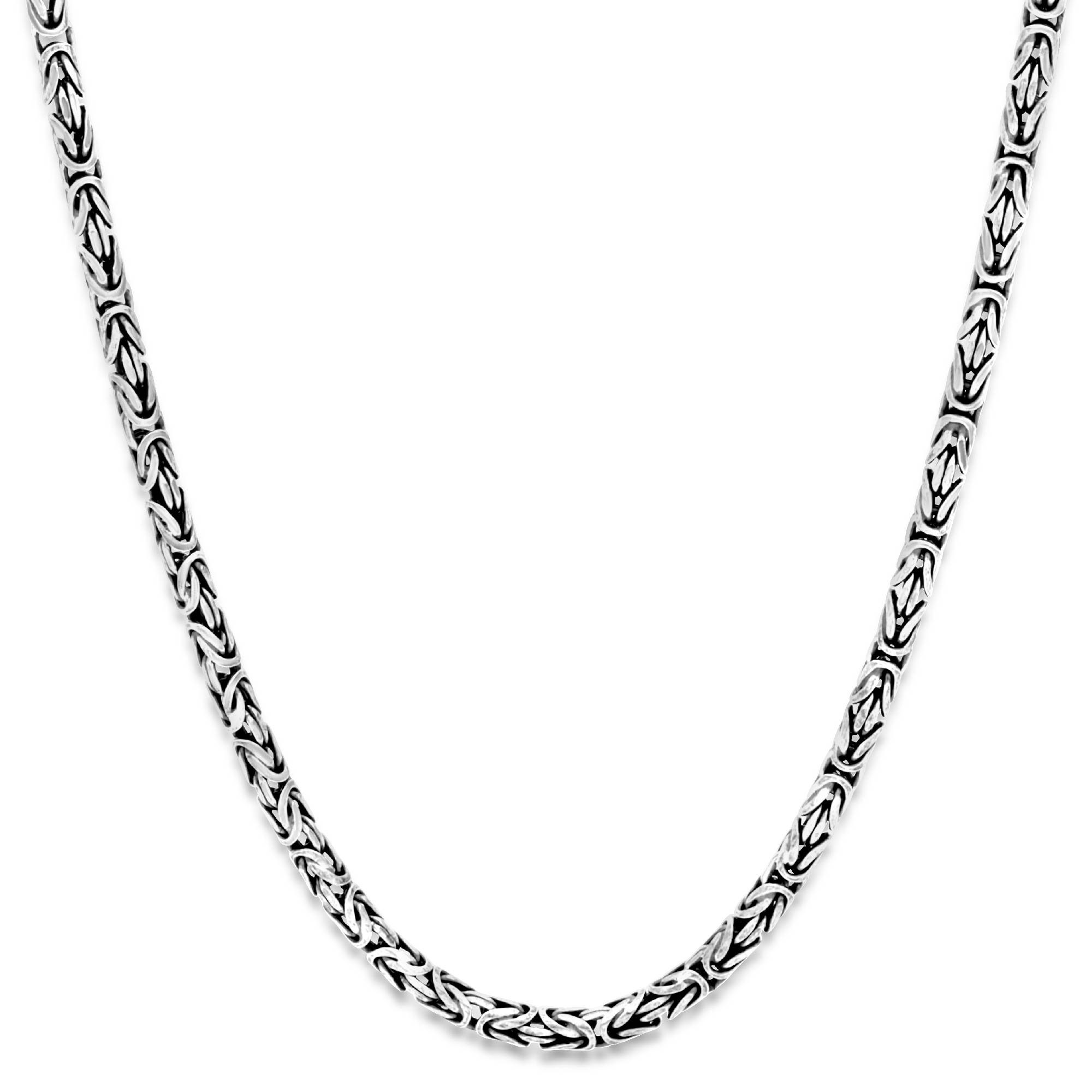 Tony Fein Silberkette Königskette Rund 4 mm Karabinenverschluss, Made in Italy für Damen und Herren