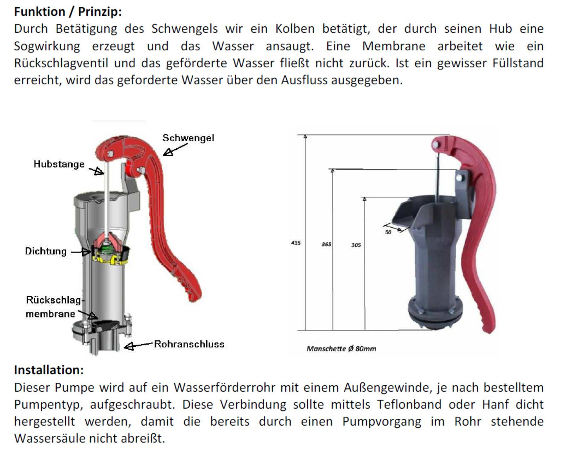 Uzman Wasserpumpe 1 Zoll Schwengelpumpe Hand-Gartenpumpe Handpumpe Brunnenpumpe Gärtner