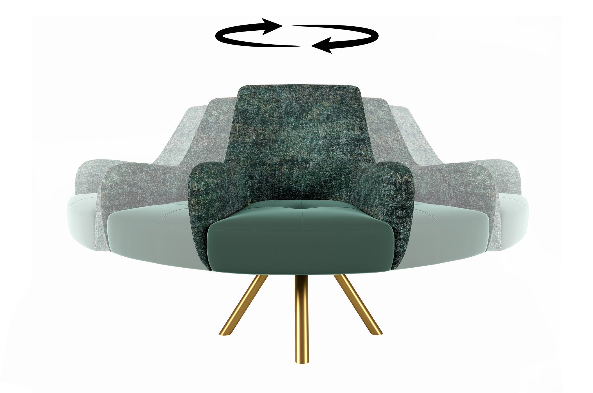 Fun Möbel Polstergarnitur Sofaset Designersofas FUN MADINA 3-2-1 in Stoff Stoff Elisa Velvet, (3-tlg., 2 Sofas und 1 Sessel), Rückenlehne verstellbar, Drehbarer Sessel, Rundumbezug