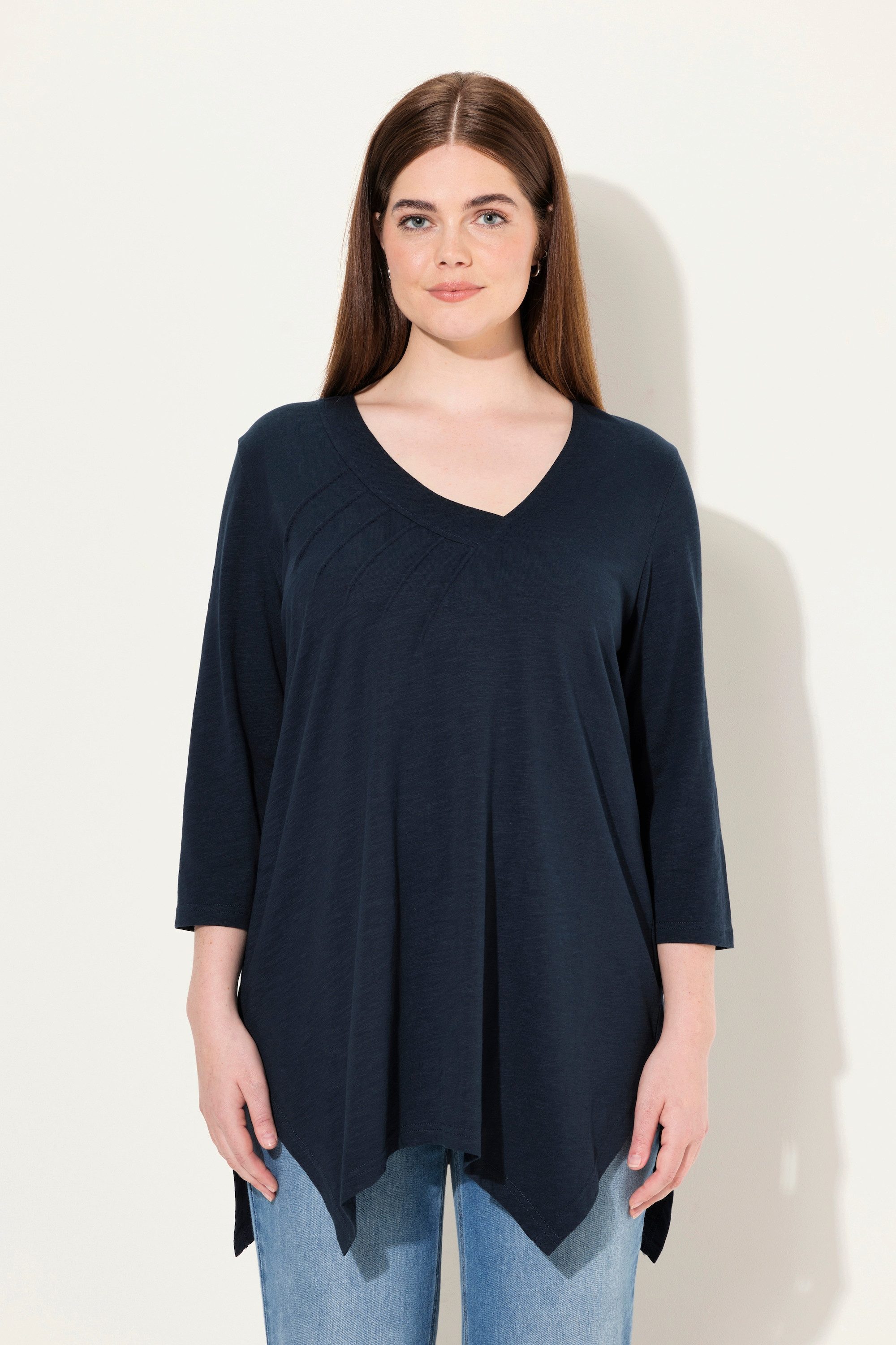 Ulla Popken Longshirt Shirt A-Linie V-Ausschnitt günstig online kaufen