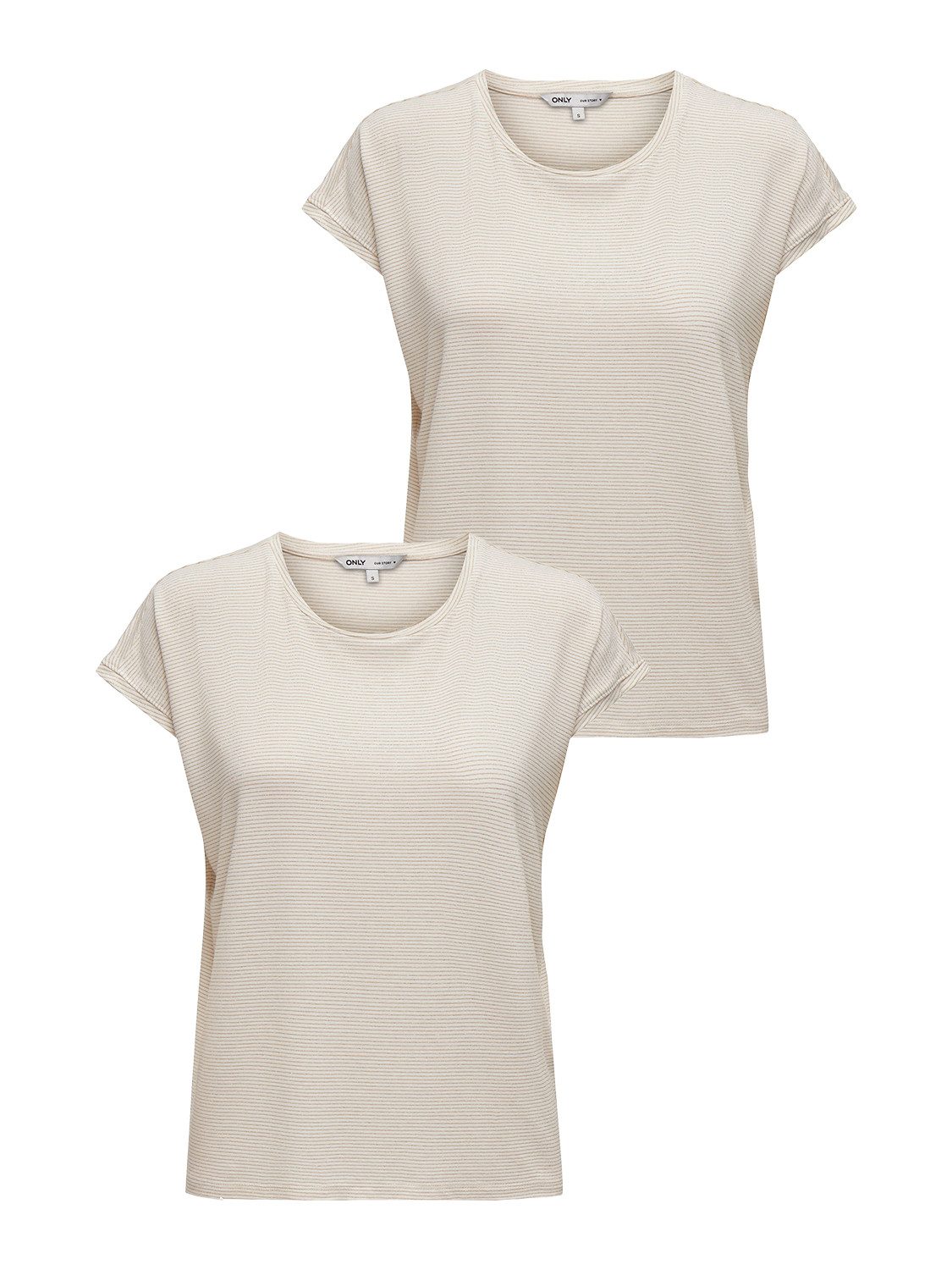 ONLY T-Shirt 2er-SET Rundhalsausschnitt, Modische Glitzer günstig online kaufen