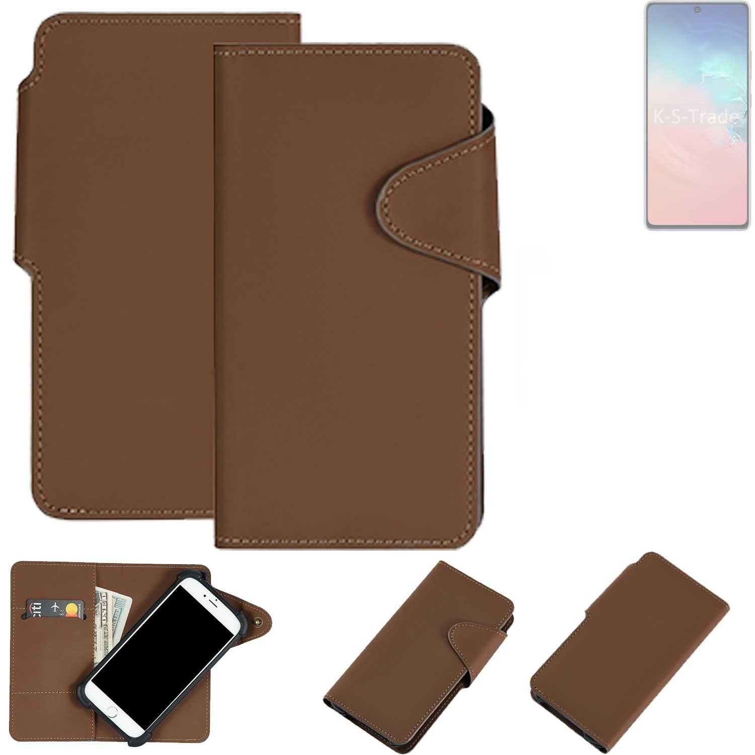 K-S-Trade Handyhülle für Samsung Galaxy S10 Lite, Schutzhülle Klapphülle Kunstleder braun Handy Hülle Wallet Case