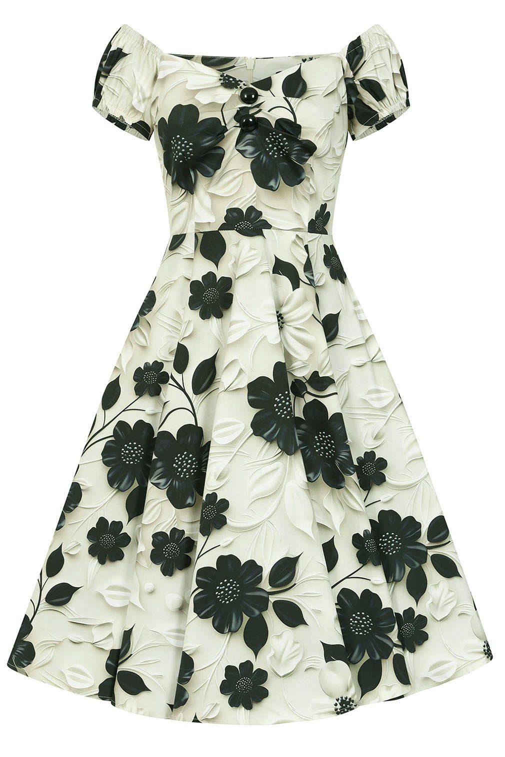 Hearts & Roses London A-Linien-Kleid Taylor Floral Swing Dress Retro Vintage Fit-N-Flare 50er