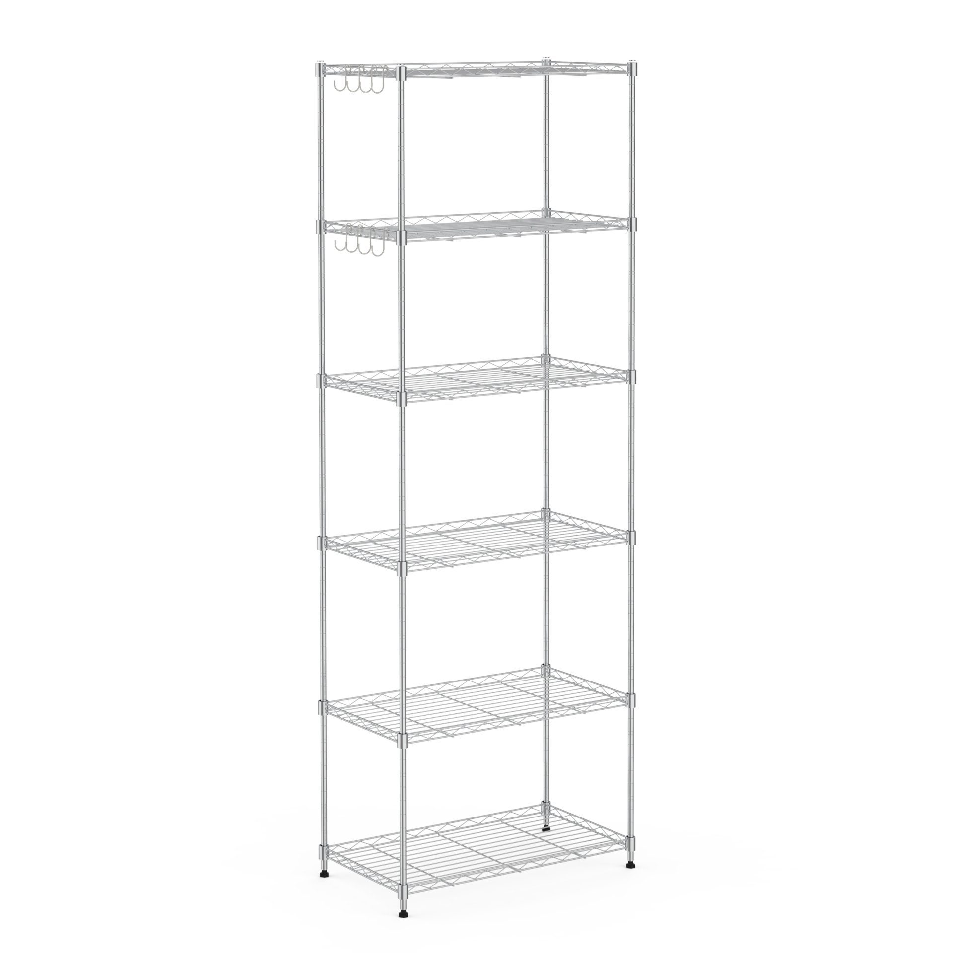 Mondeer Regal Aufbewahrungsregal, 6-Stufiges, 160cm, mit 8-Haken, PP-Trennwand