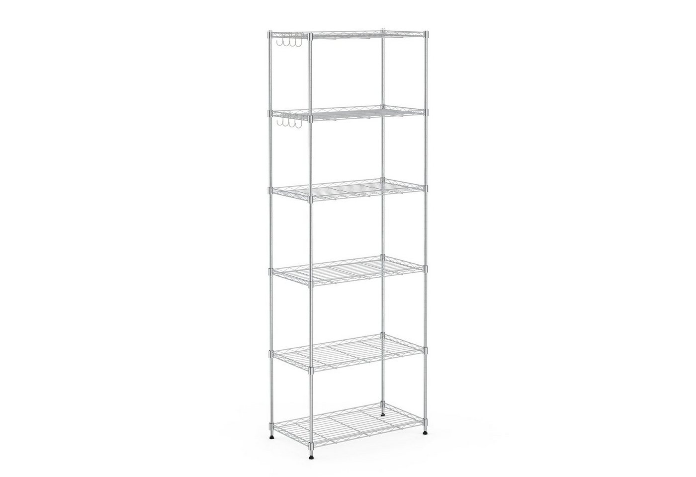 Mondeer Regal Aufbewahrungsregal, 6-Stufiges, 160cm, mit 8-Haken, PP-Trennwand