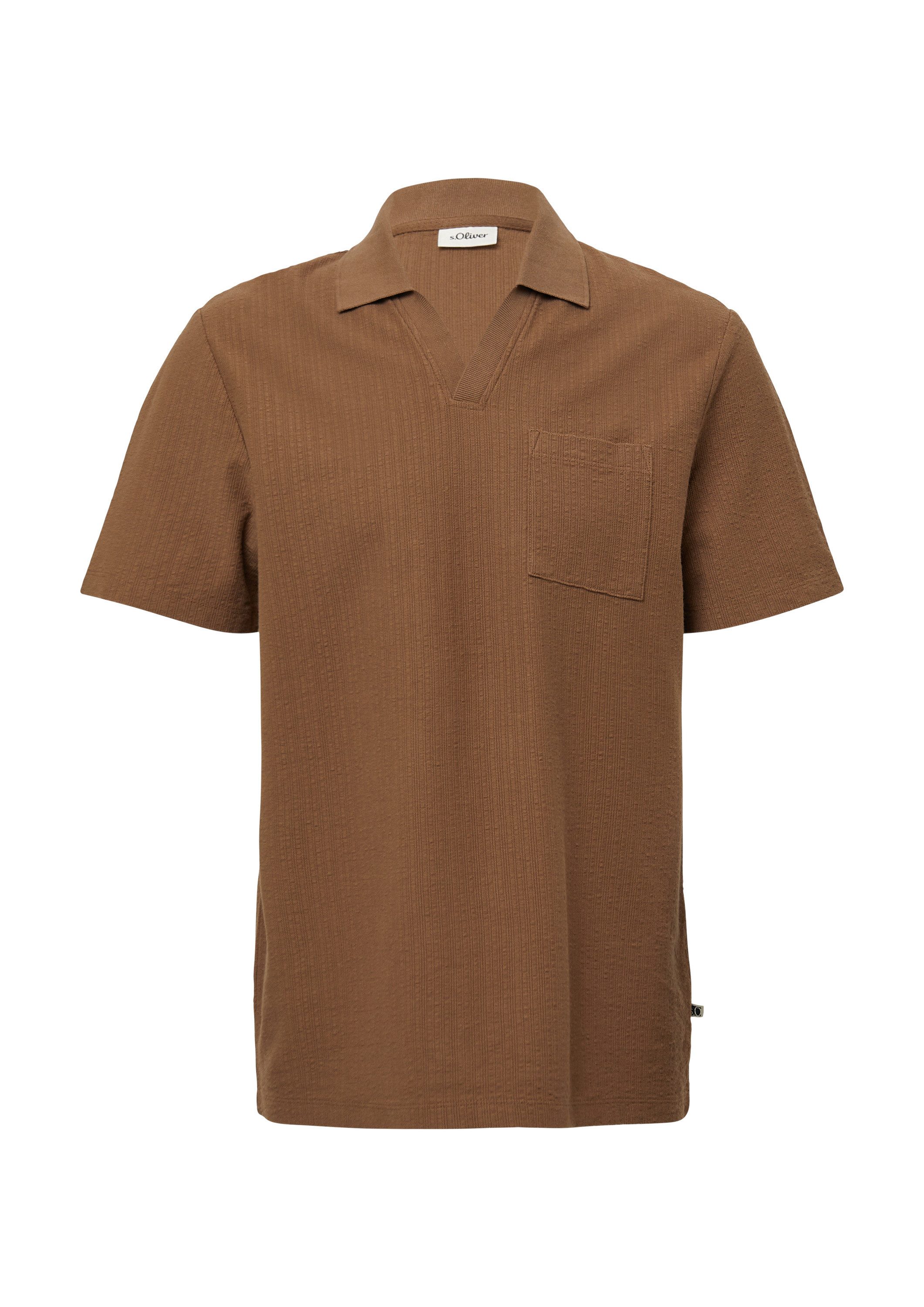s.Oliver Kurzarmshirt Polo-Shirt Poloshirt aus Struktur-Jersey mit Brusttas günstig online kaufen