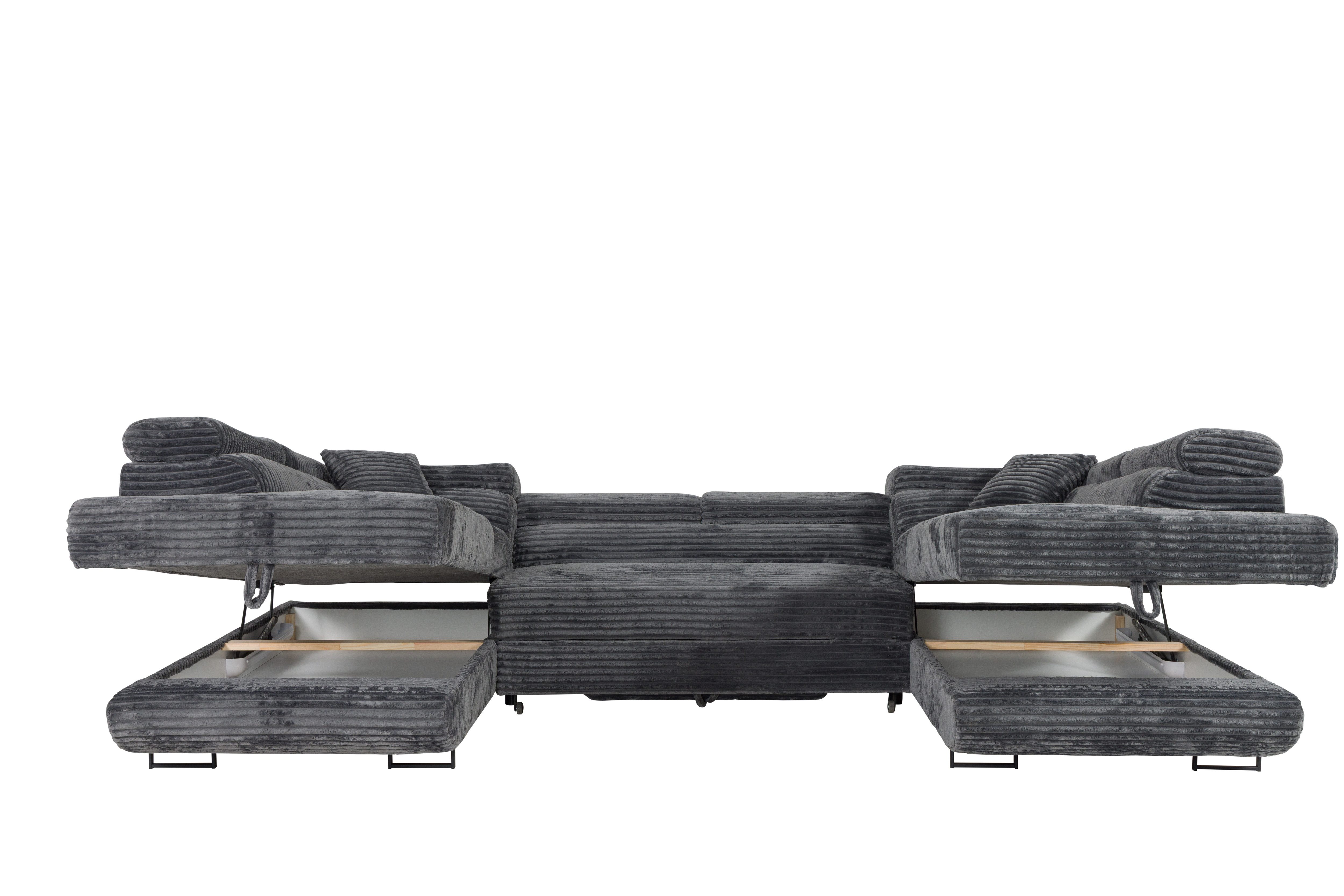 AN FURNITURE STORE Ecksofa LUIS U Wohnlandschaft mit Schlaffunktion, Bettkasten, Universal, Stauraum