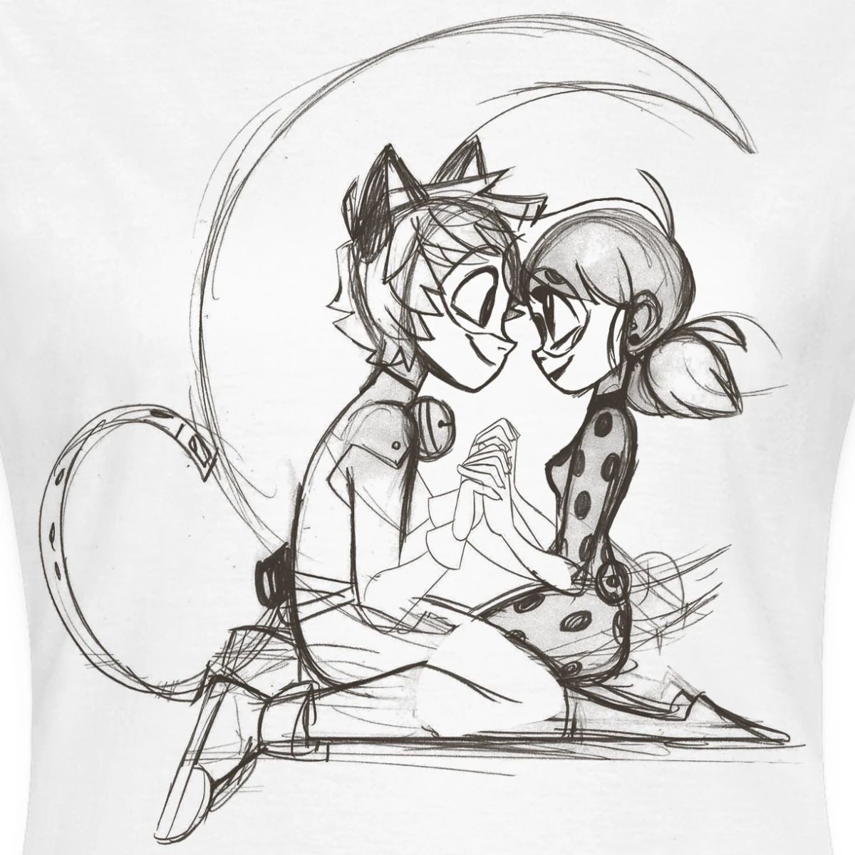 Spreadshirt T-Shirt Miraculous Ladybug Und Cat Noir Zeichnung Frauen T-Shirt (1-tlg) Slim Fit, fällt klein aus