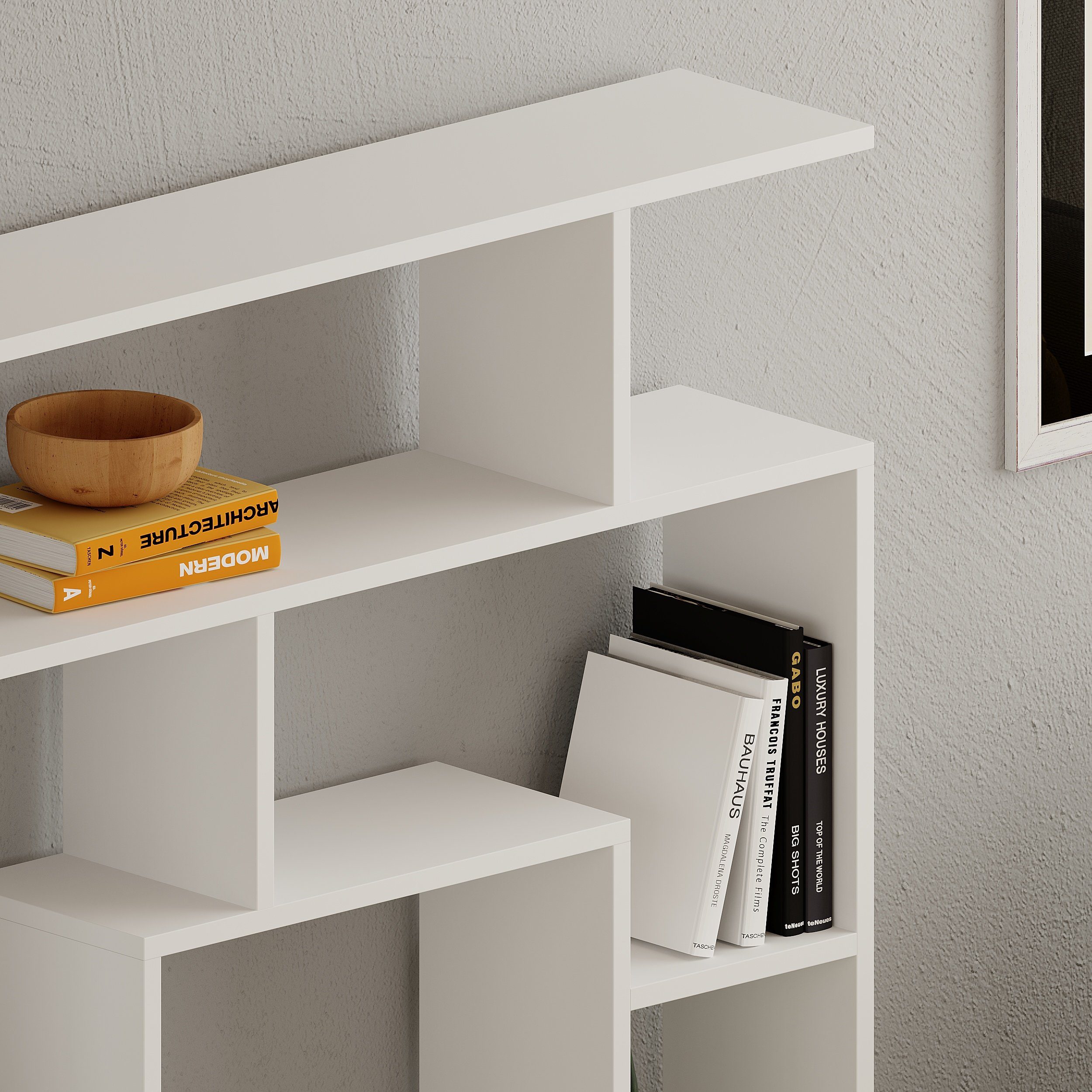 Decortie Bücherregal Labirent, Raumteiler Bücherregal Standregal, 125 x 22 x 129 cm