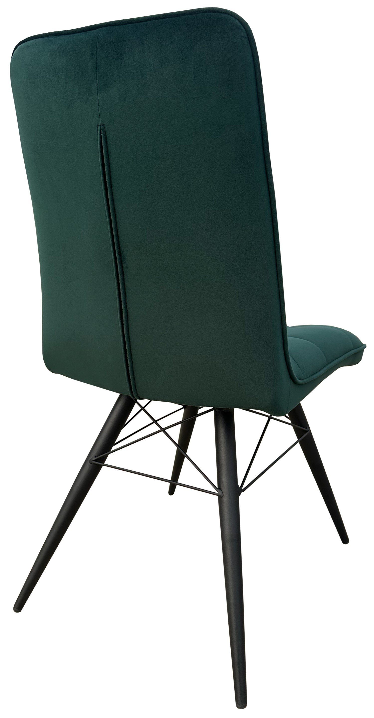 - - - gepolstert weicher Stuhl - Rückenlehne living (Set, Samt hohe St), Samtbezug 6 - bene Vicenza dunkelgrün Metall-Gestell