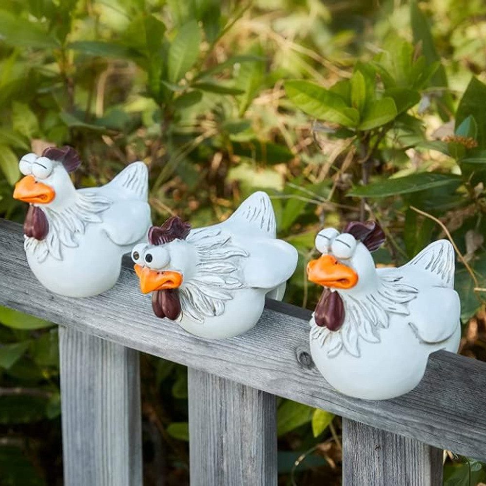 TUWENA Gartenstecker 3 Stück Gartendeko Huhn Gartenstecker, Outdoor Henne Garten Gartendeko – Bild 5 von 5