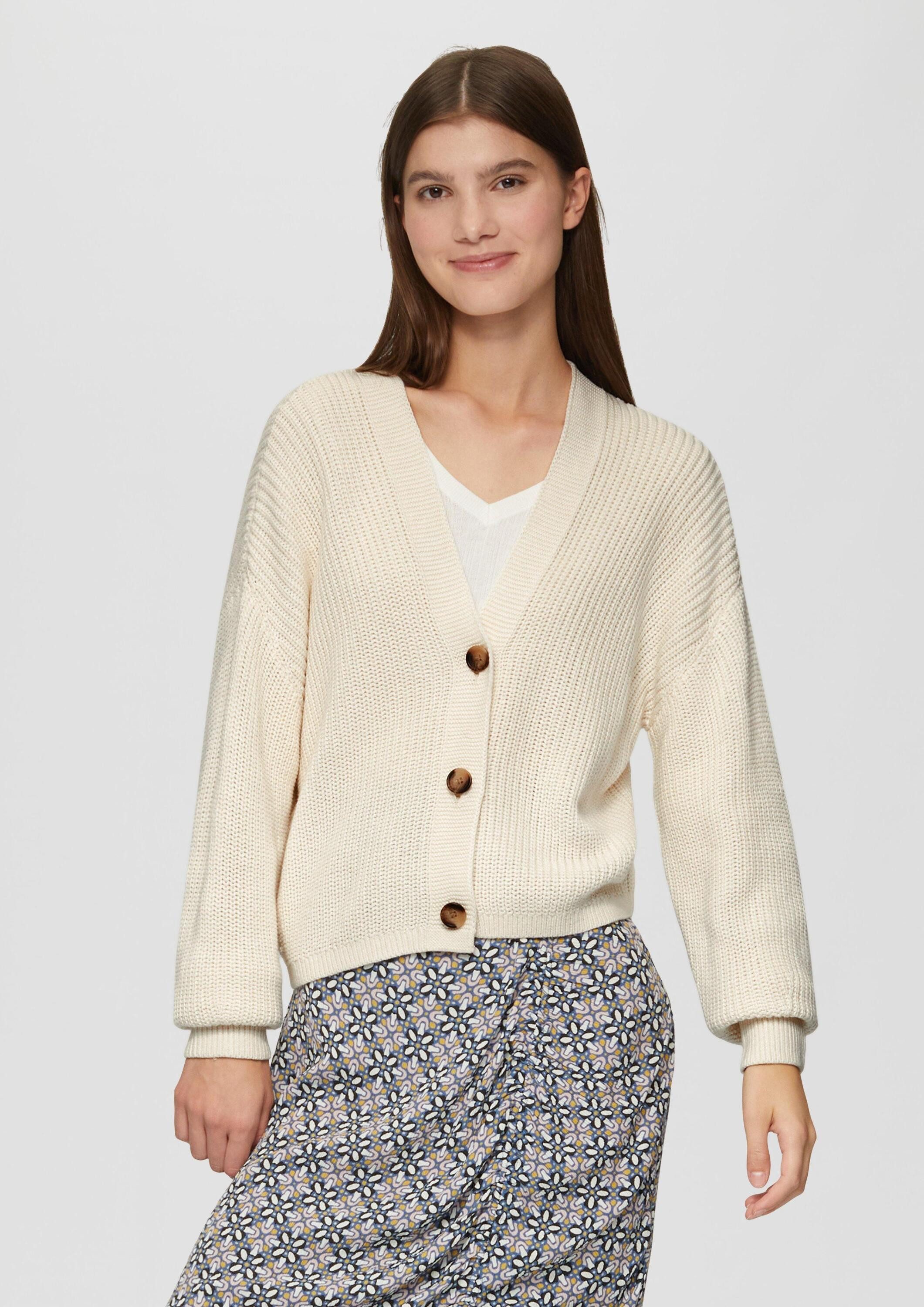 QS Cardigan Strickjacke Strickjacke aus Baumwollmix günstig online kaufen