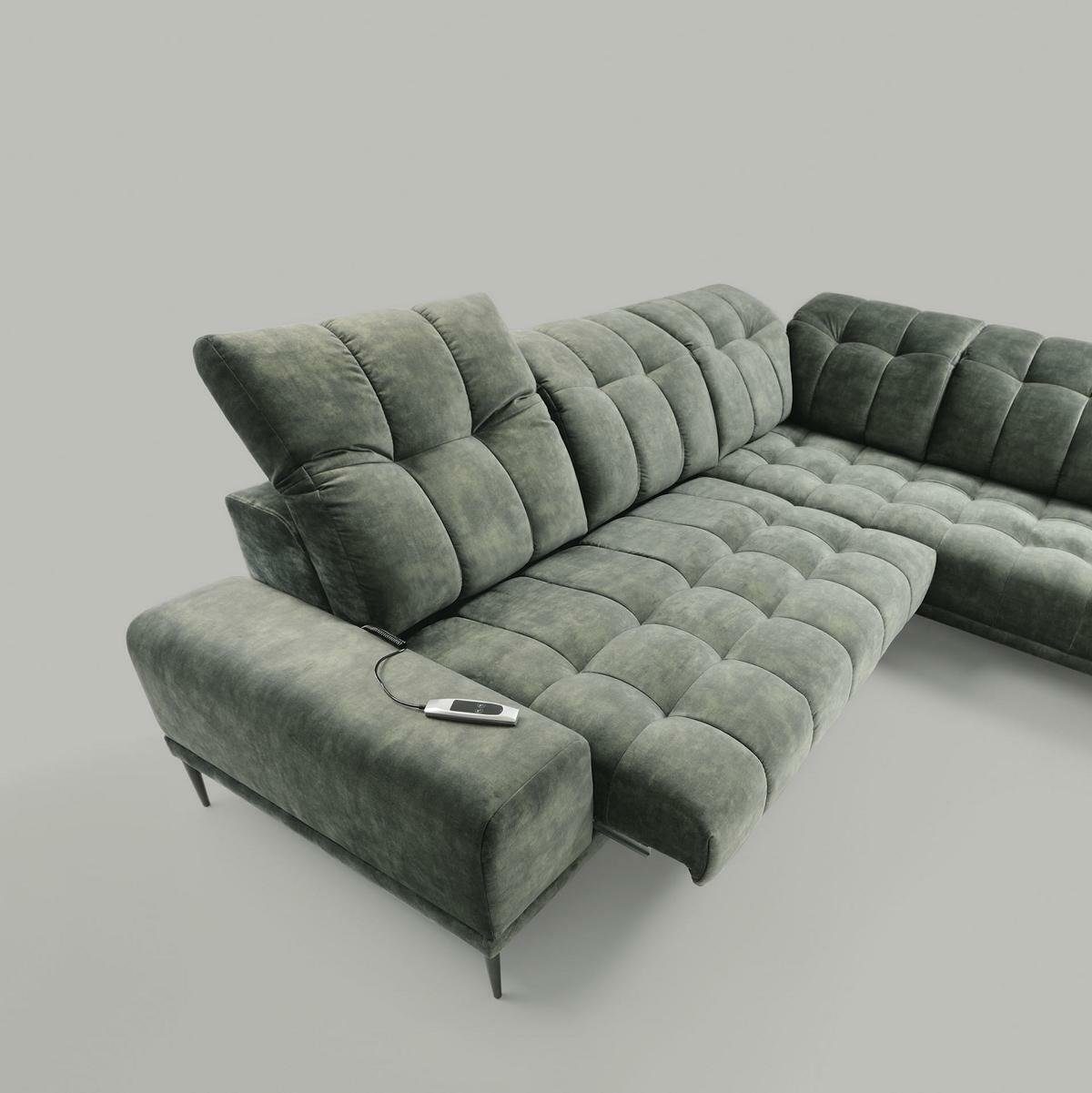 Sofas L-Form Luxus JVmoebel Couch Stoff Ecksofa Ecksofa, Design Grau modernes