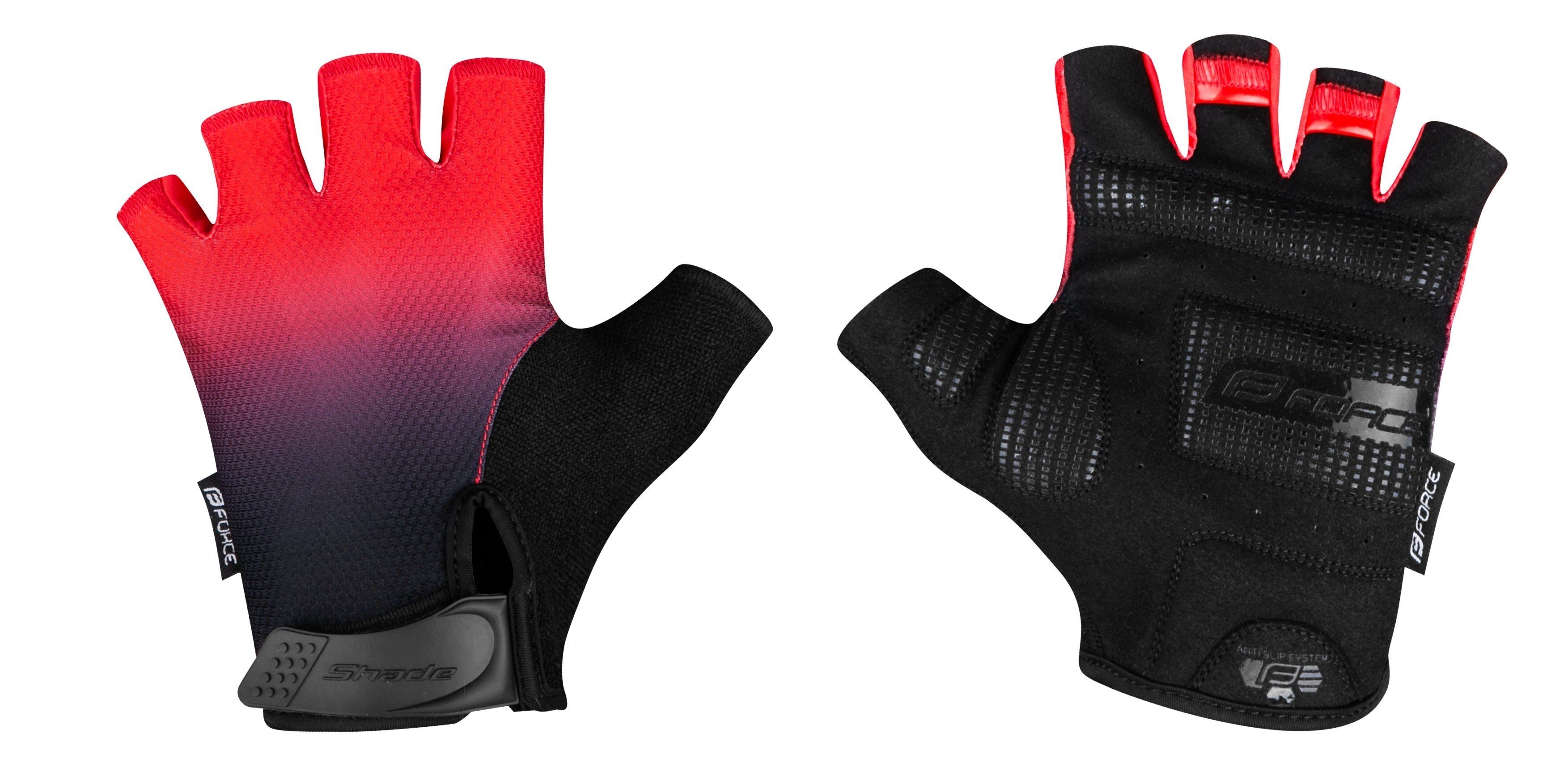 FORCE SHADE Handschuhe Fahrradhandschuhe FORCE rot-schwarz