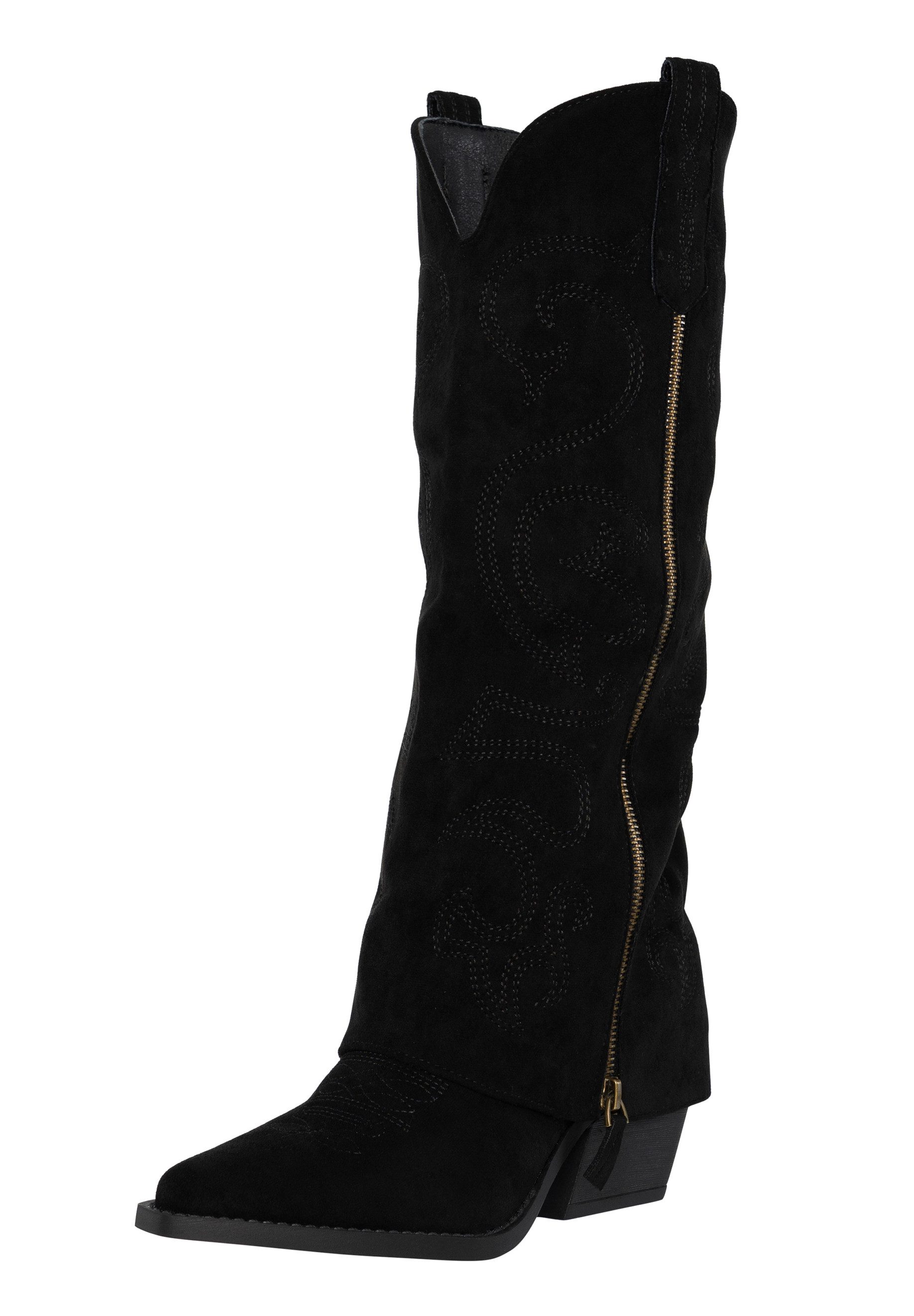 Salinyang – Damen Westernstiefel mit Overlay-Schaft und Stickereien Cowboystiefel