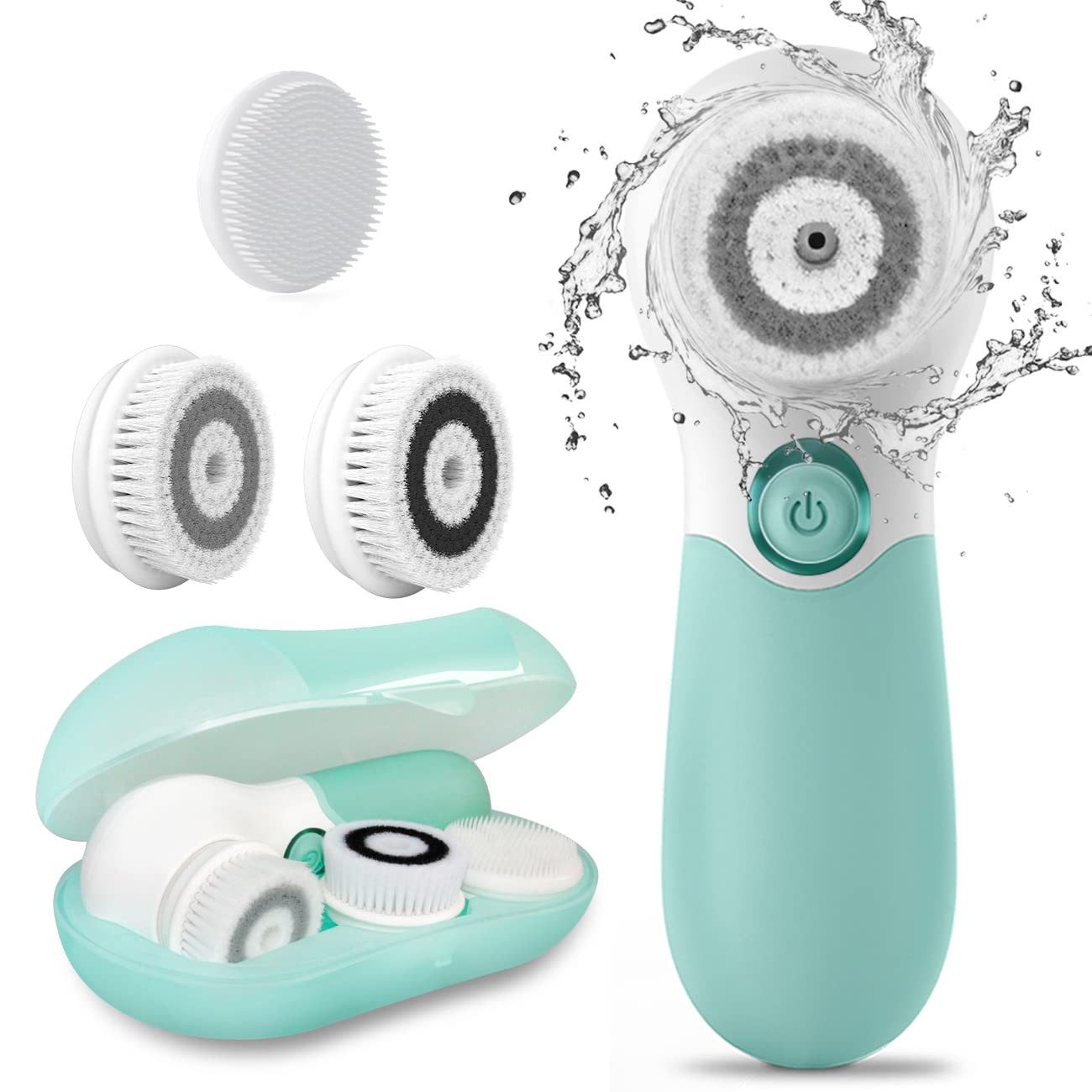 TOUCHBeauty Gesichtsreinigungsbürste 3 in 1 Wasserdichter Gesichtsreiniger 360 ° Drehbar, Gesichtsreinigungsbürsten-Set, mit 3 Bürstenköpfen & Aufbewahrungsbox für alle Hauttypen