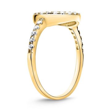 Unique Silberring Vergoldeter Sterlingsilber Ring Kreis mit Zirkonia