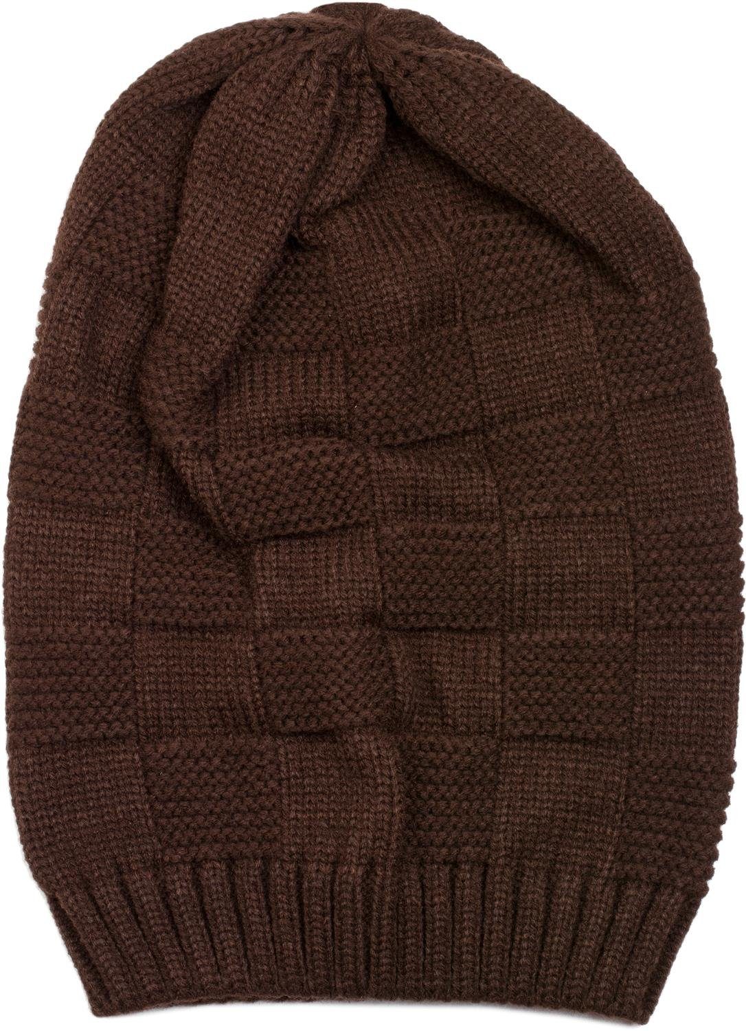 (1-St) Patent Strickmütze Beanie styleBREAKER Strick Dunkelbraun Muster