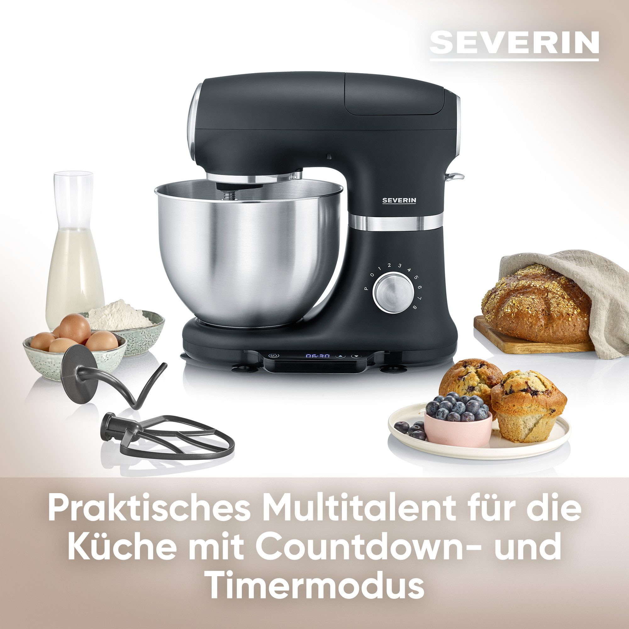Severin Küchenmaschine KM 3898 mit integrierter Waage, 1000 W, 5,5 l Schüssel