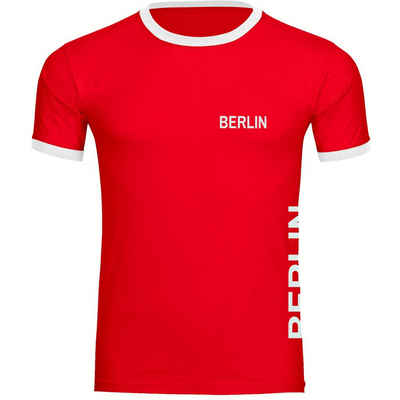 multifanshop T-Shirt Kontrast Berlin rot - Brust & Seite - Männer