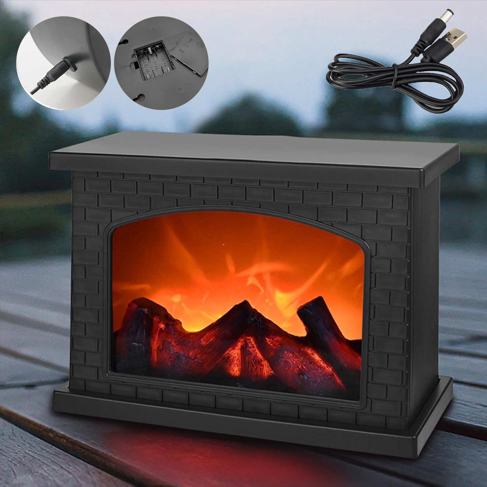 MUPOO LED Laterne LED Kamin USB-/Batteriebetrieben LED Dekolicht 3D-Flammen günstig online kaufen